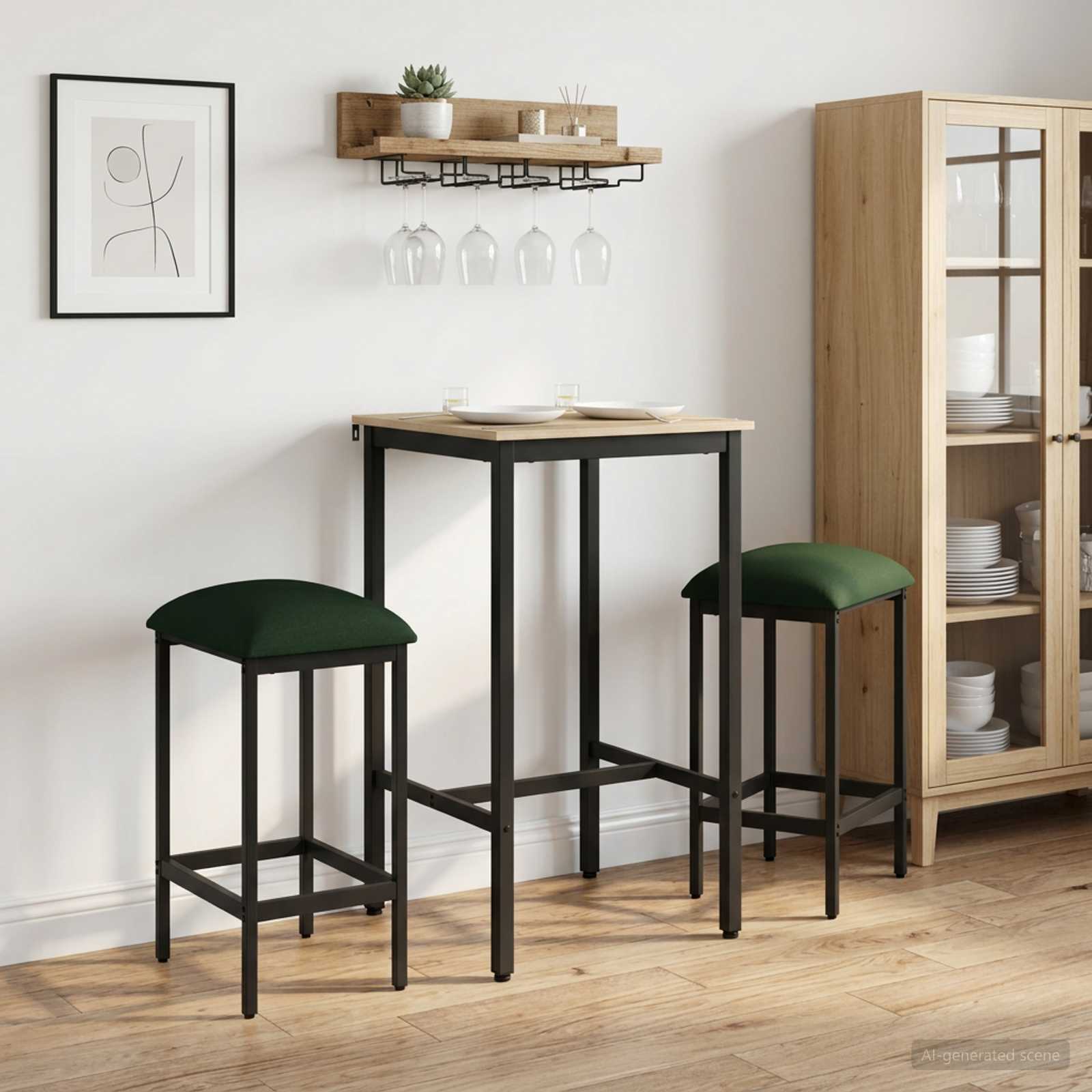 vidaXL Barkruk 2 st Donkergroen 40 x 32 x 74 cm Bewerkt hout