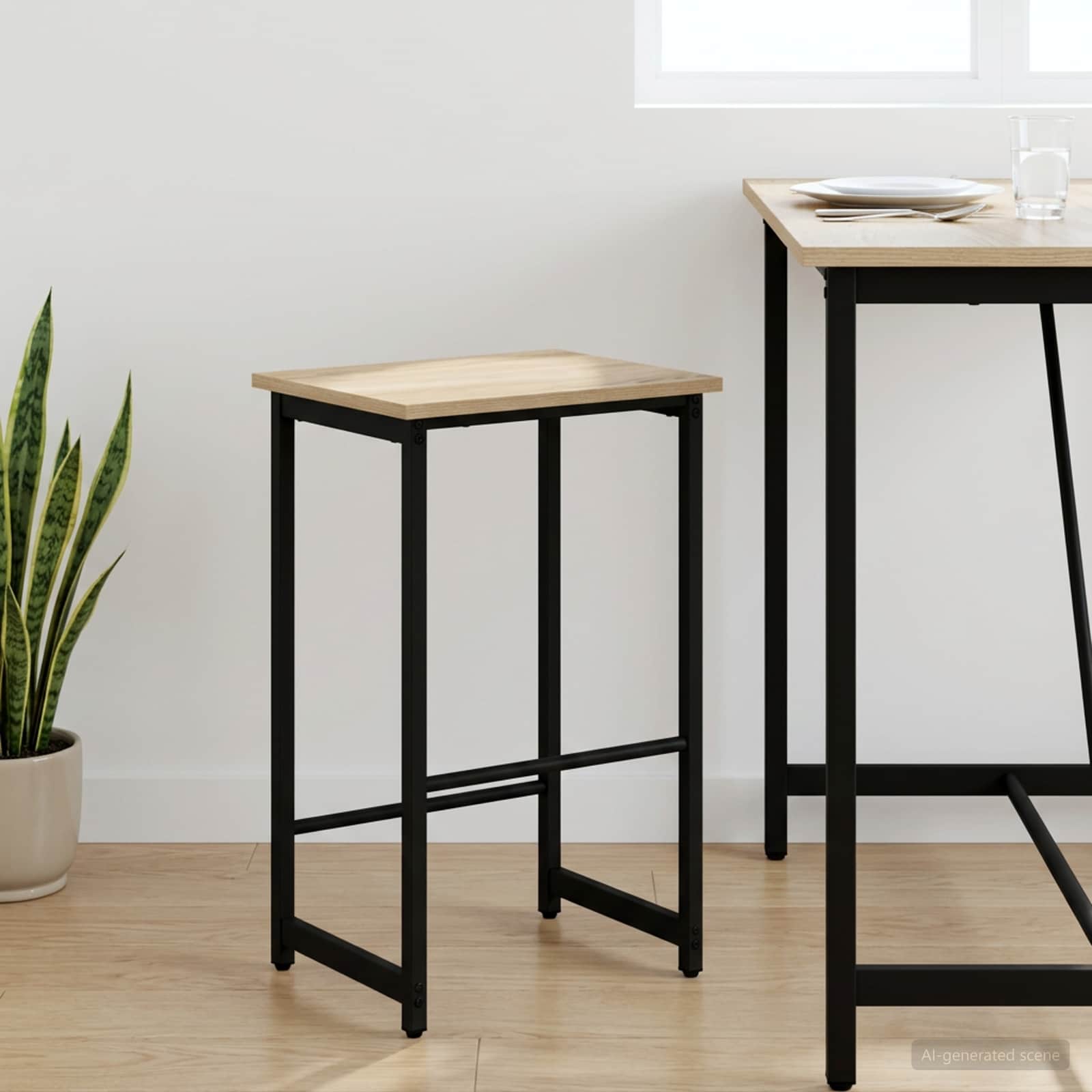 vidaXL Barkruk Zwart eiken 40 x 32 x 74 cm Bewerkt hout