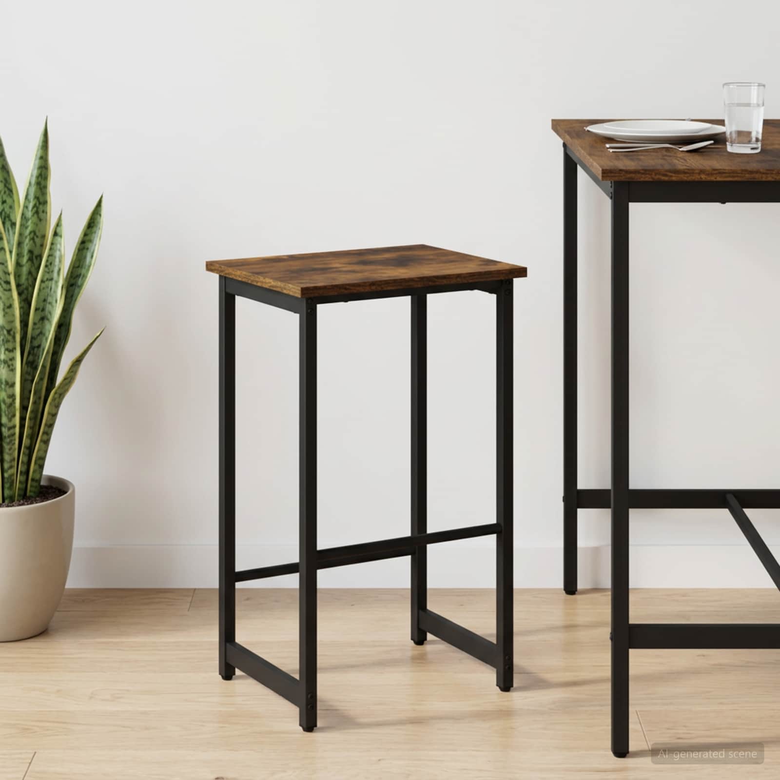 vidaXL Barkruk Zwart eiken 40 x 32 x 74 cm Bewerkt hout
