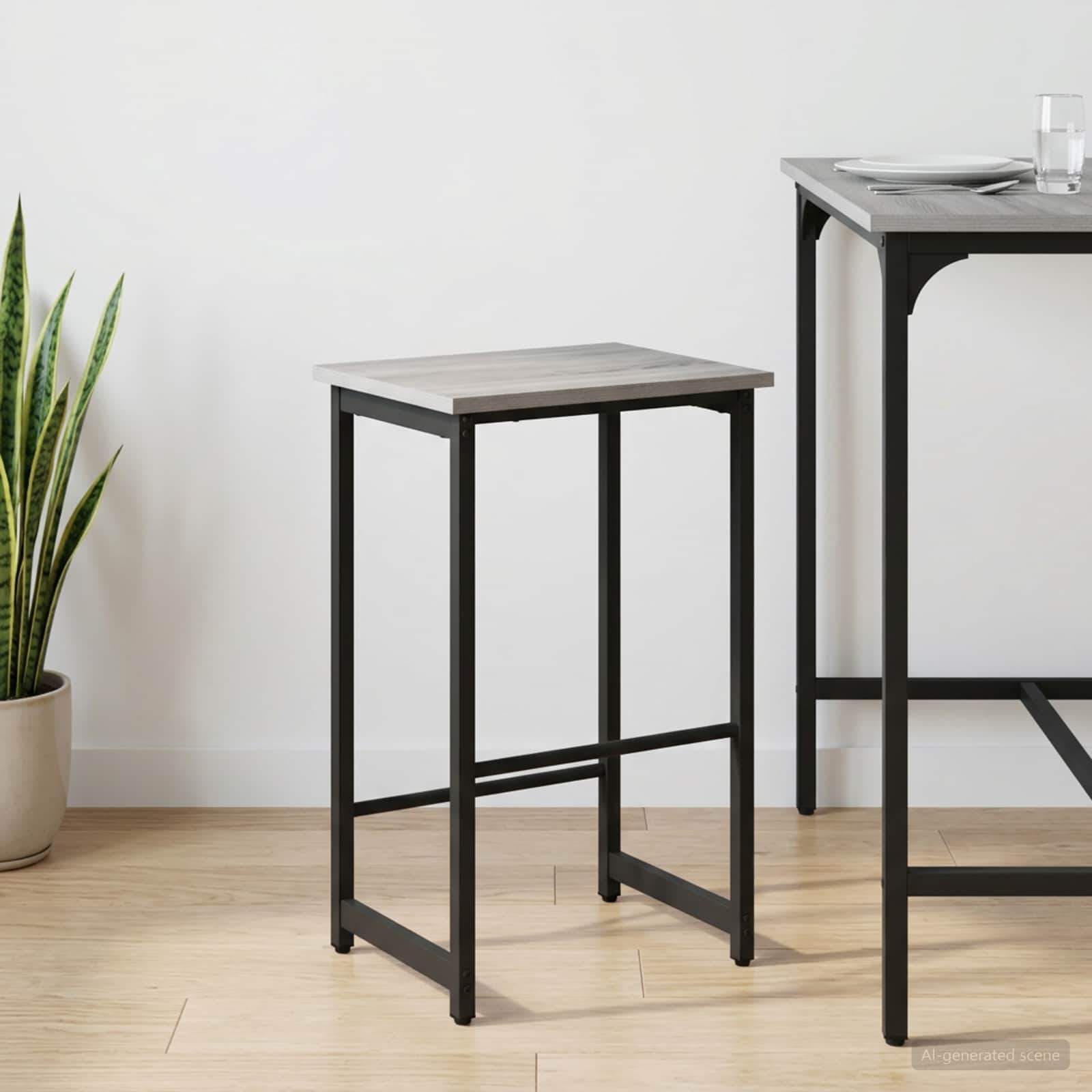 vidaXL Barkruk Zwart eiken 40 x 32 x 74 cm Bewerkt hout
