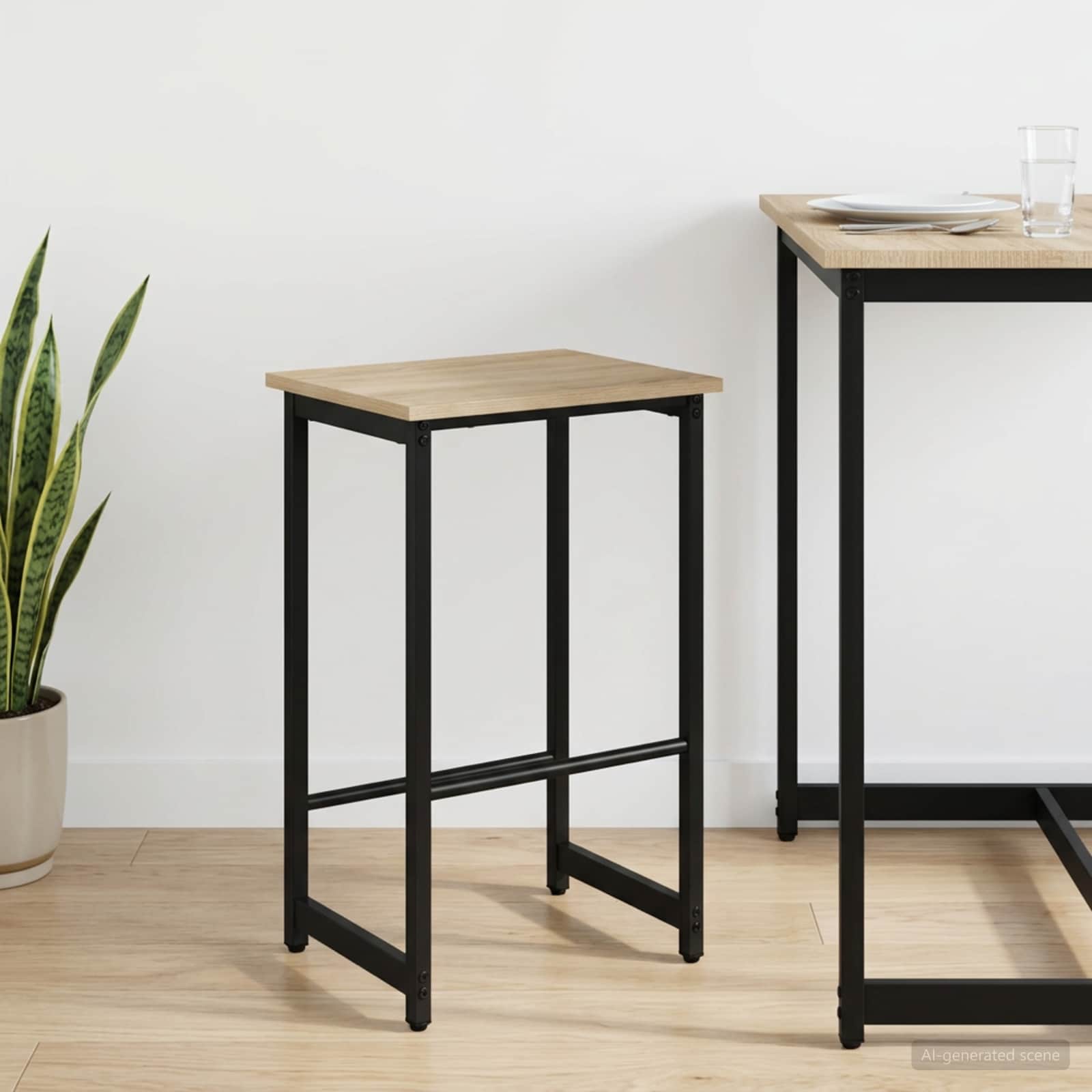 vidaXL Barkruk Zwart eiken 40 x 32 x 74 cm Bewerkt hout