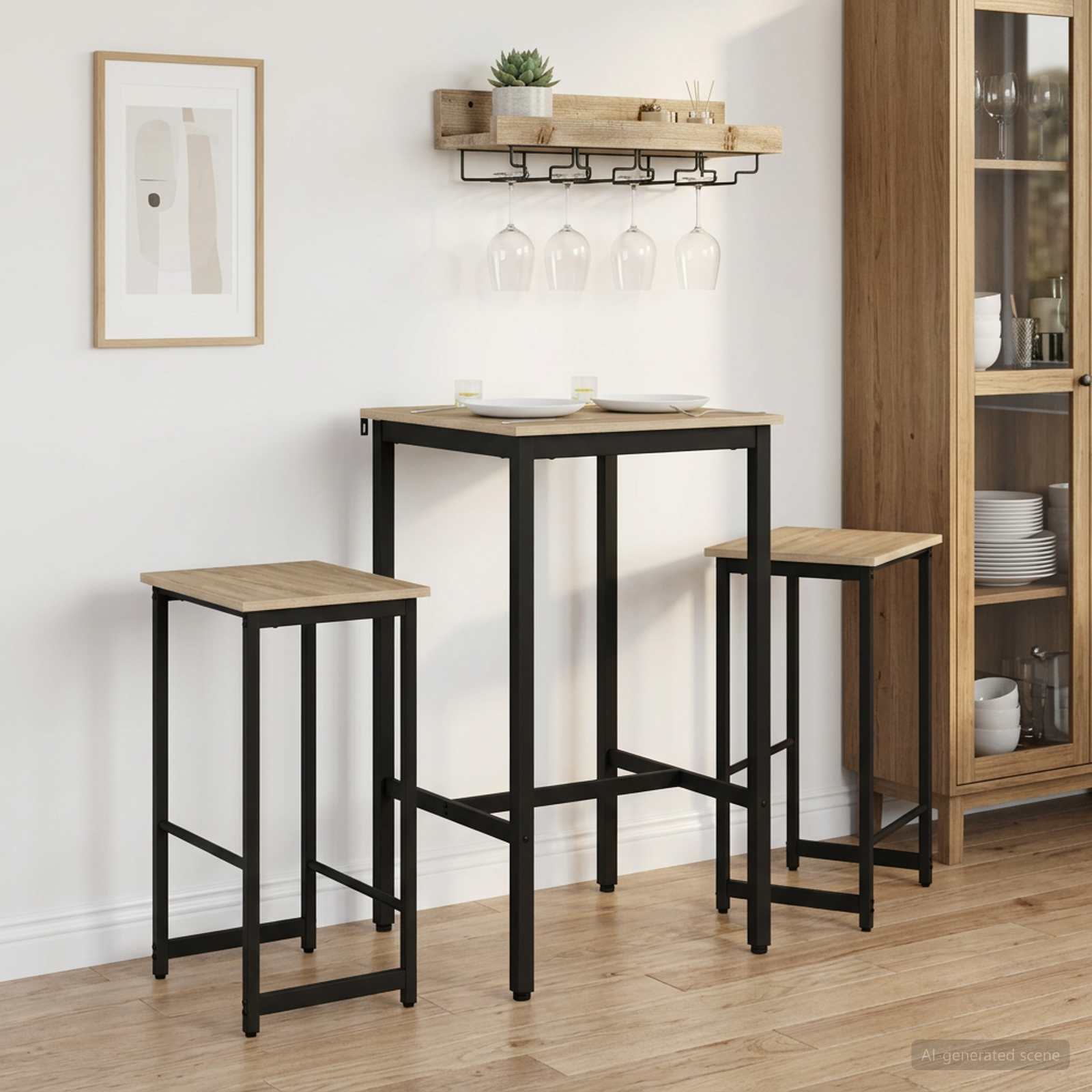 vidaXL Barkruk Zwart eiken 40 x 32 x 74 cm Bewerkt hout