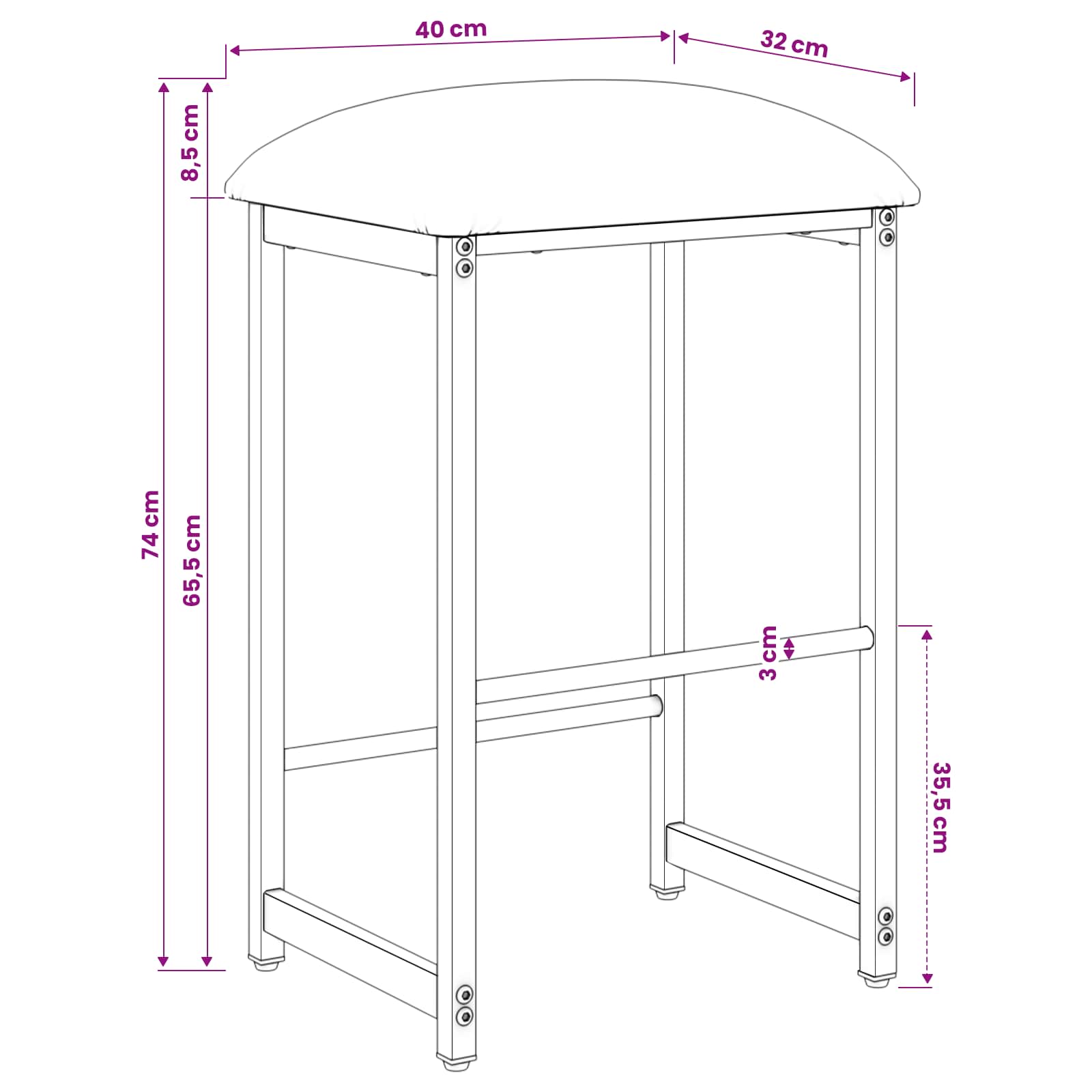 vidaXL Barkruk Donkergrijs 40 x 32 x 74 cm Bewerkt hout