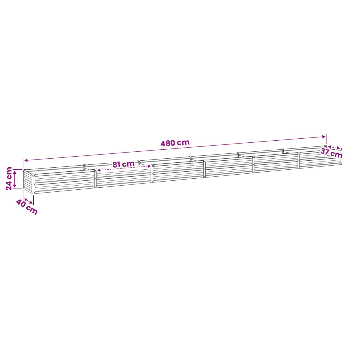 vidaXL Verhoogd Tuinbed Zilverkleurig 160 x 40 x 55 cm gegalvaniseerd
