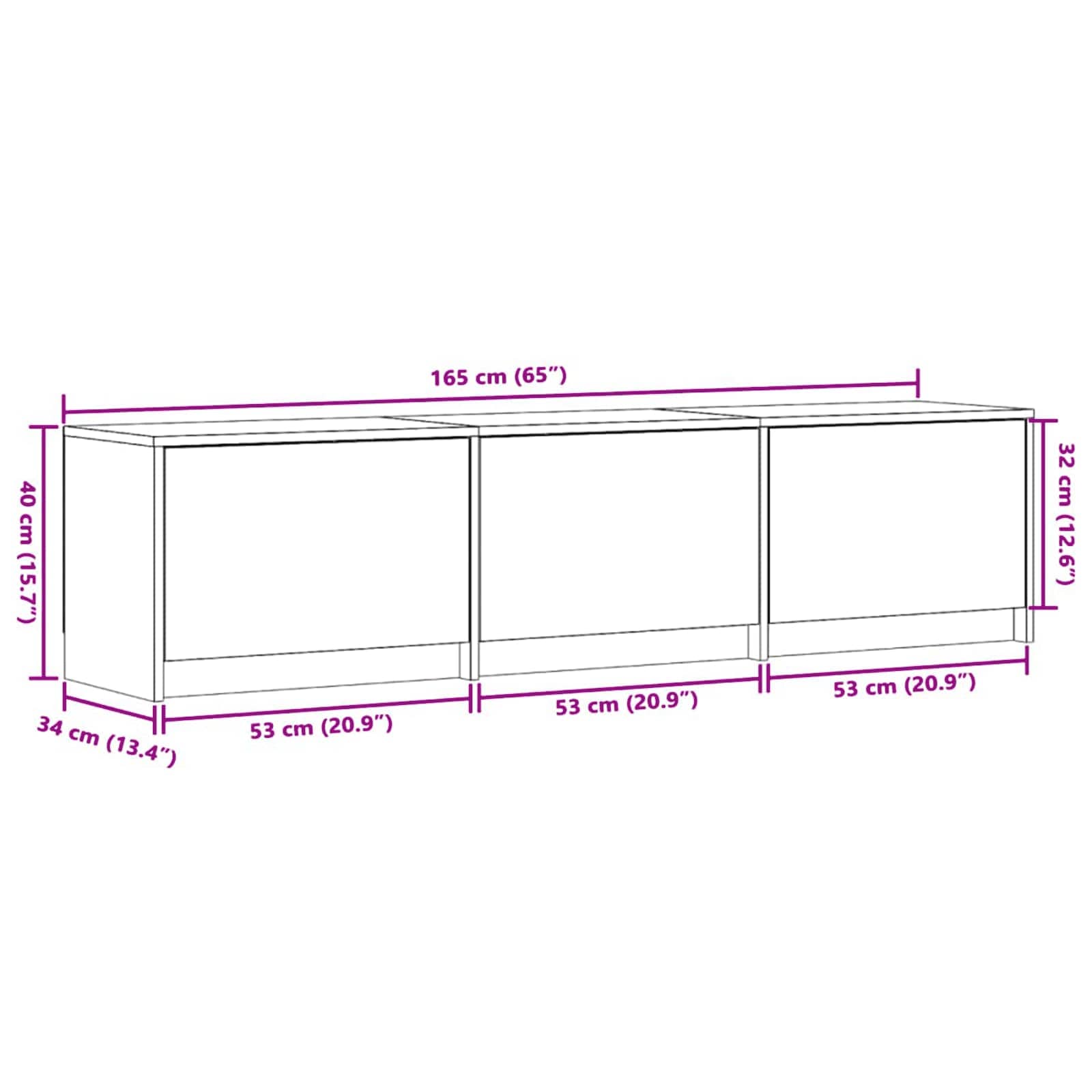 vidaXL TV-kast met LED met lade Wit 165 x 34 x 40 cm Bewerkt hout