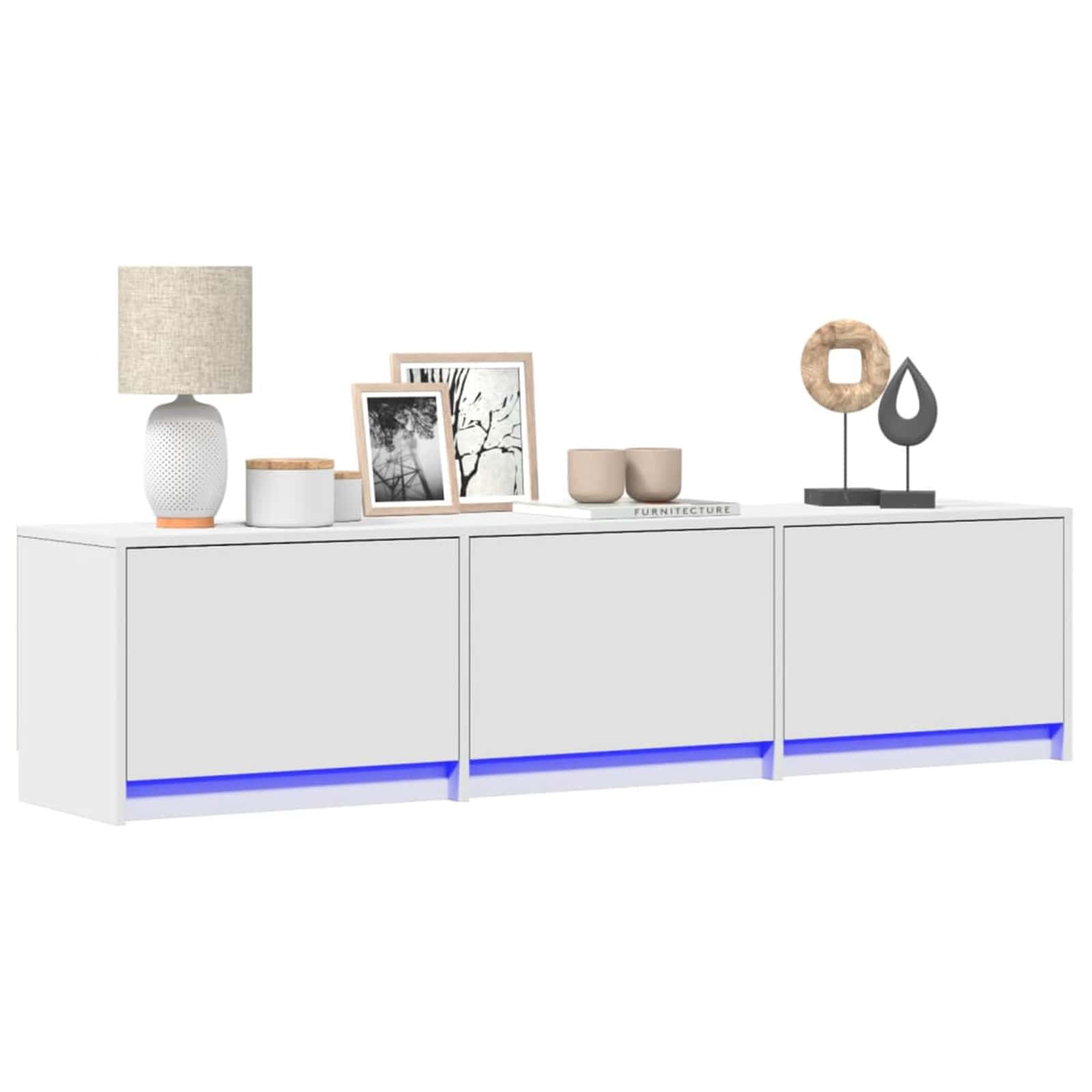 vidaXL TV-kast met LED met lade Wit 165 x 34 x 40 cm Bewerkt hout