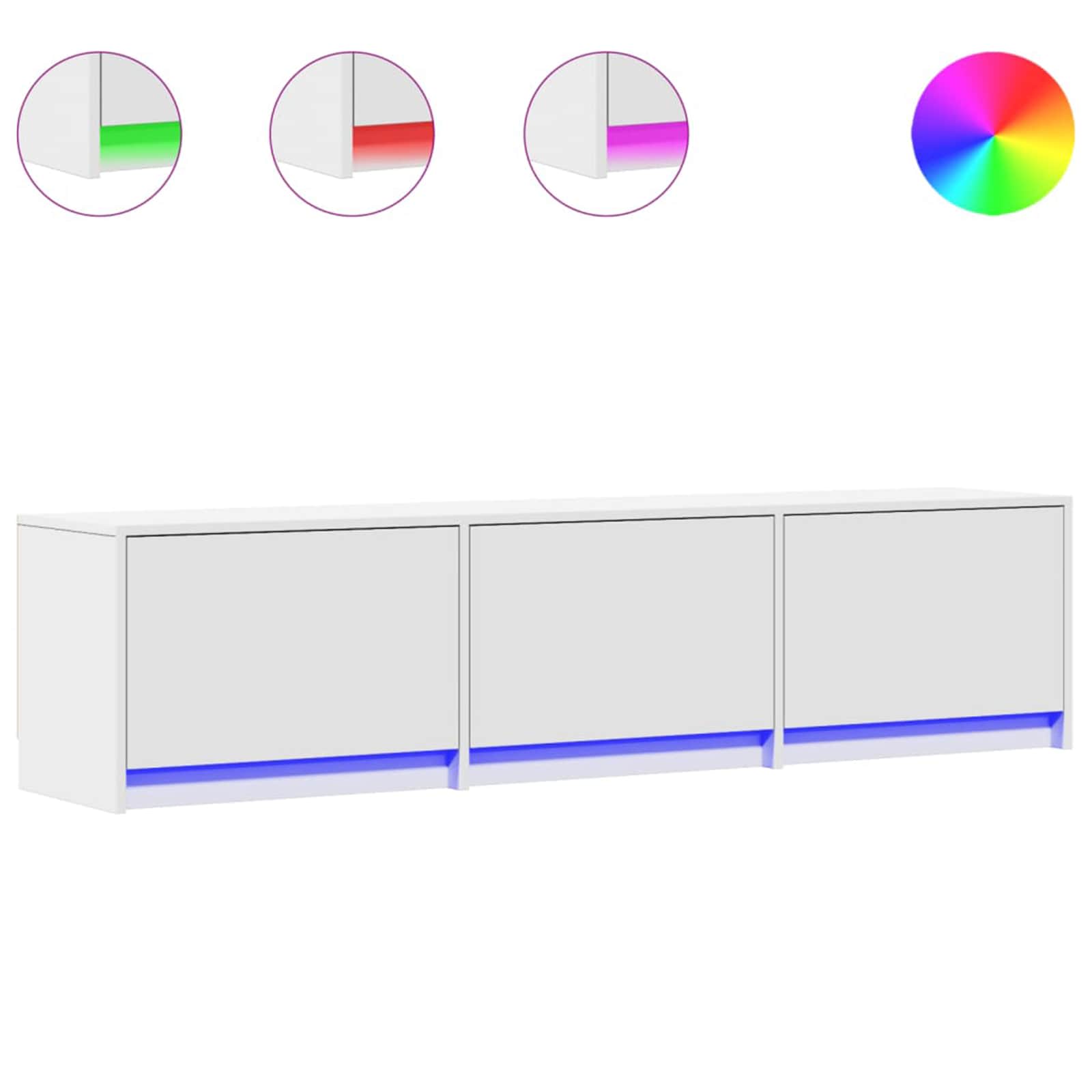 vidaXL TV-kast met LED met lade Wit 165 x 34 x 40 cm Bewerkt hout