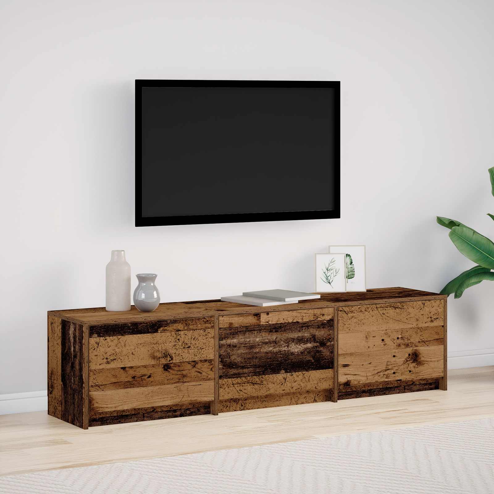 vidaXL TV-kast met LED met lade Wit 165 x 34 x 40 cm Bewerkt hout