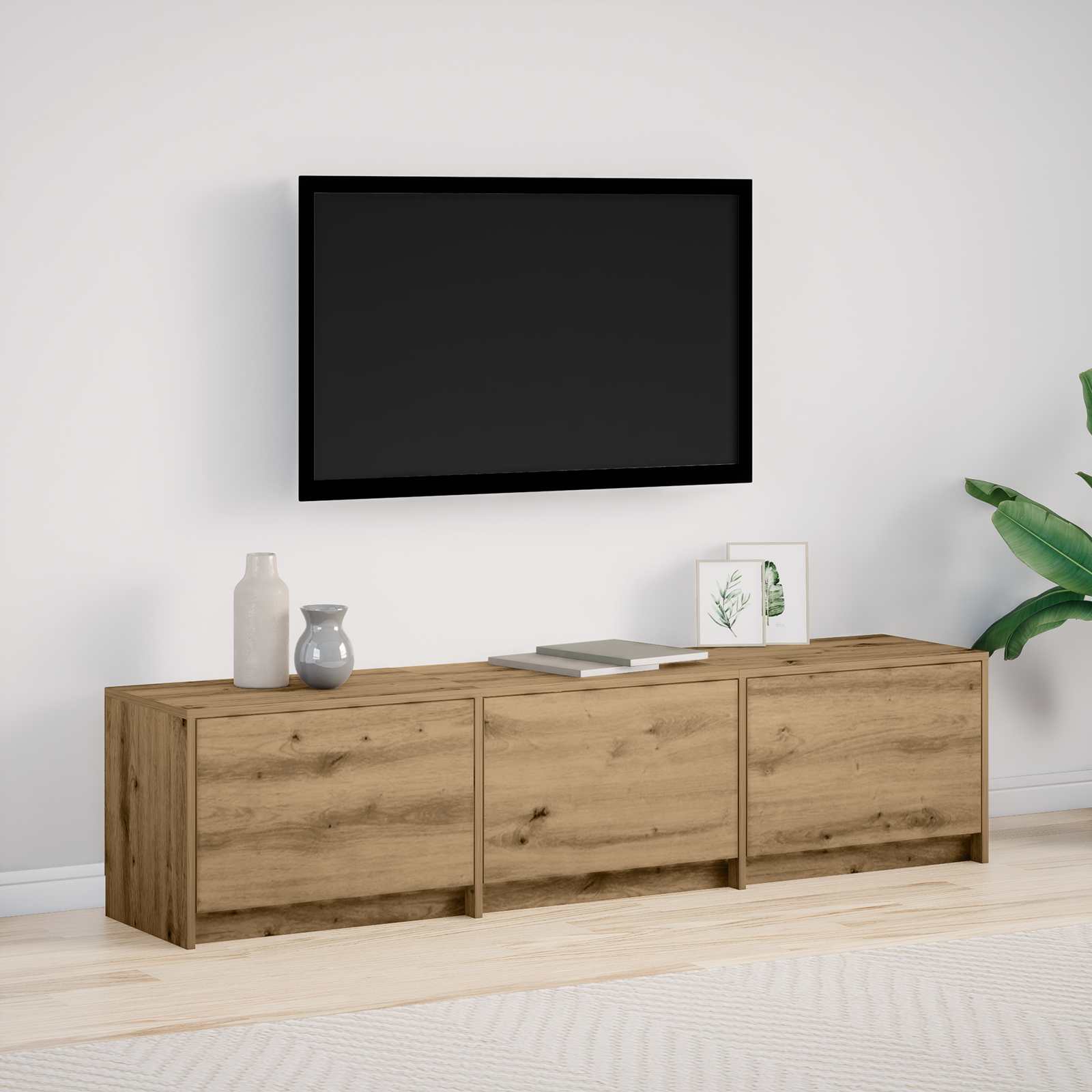 vidaXL TV-kast met LED met lade Wit 165 x 34 x 40 cm Bewerkt hout