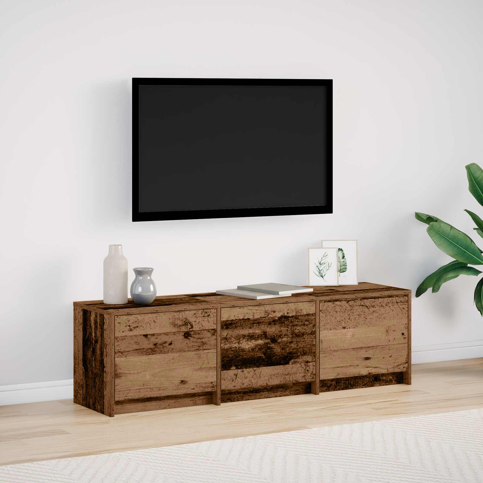 vidaXL TV-kast met LED met lade Wit 165 x 34 x 40 cm Bewerkt hout