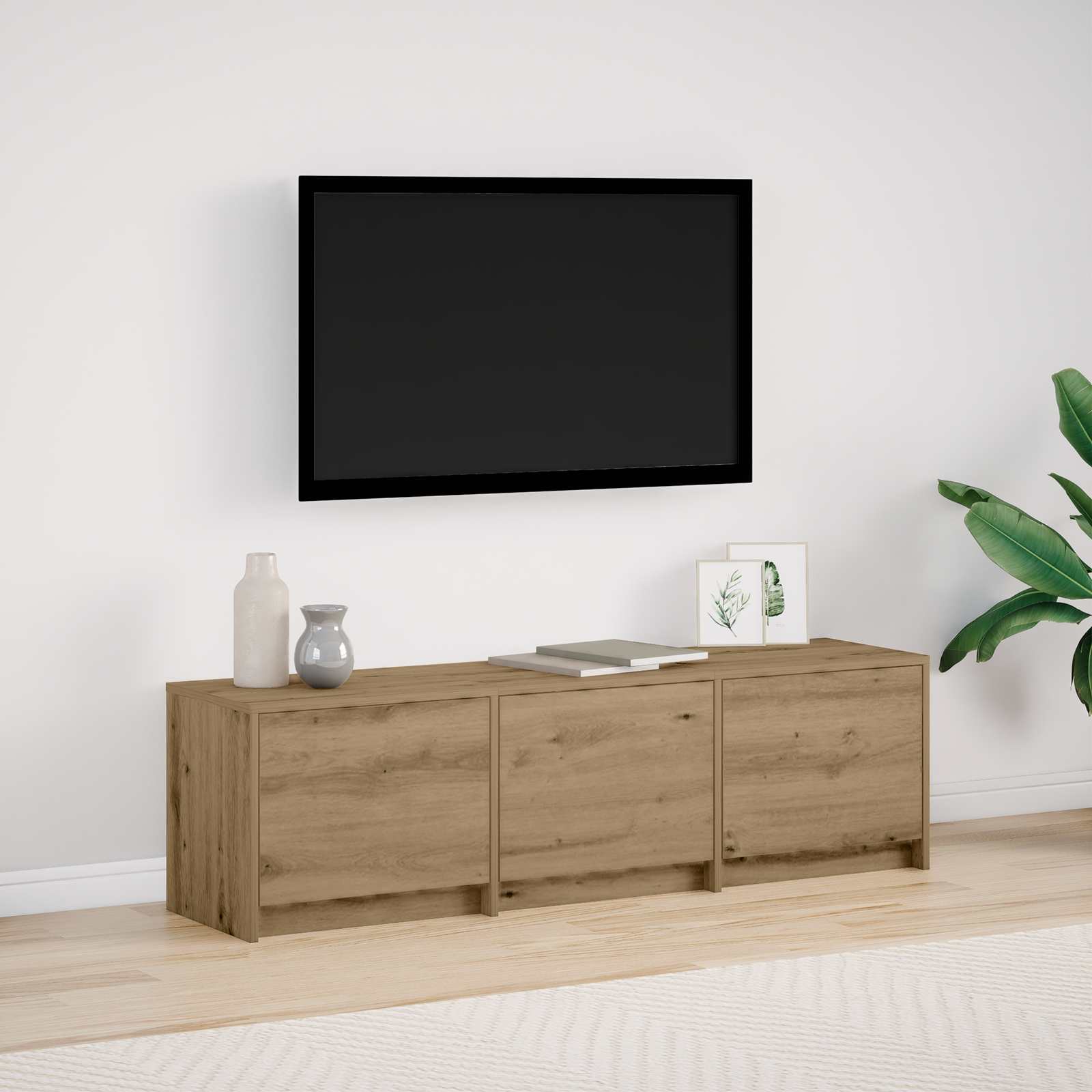 vidaXL TV-kast met LED met lade Wit 165 x 34 x 40 cm Bewerkt hout
