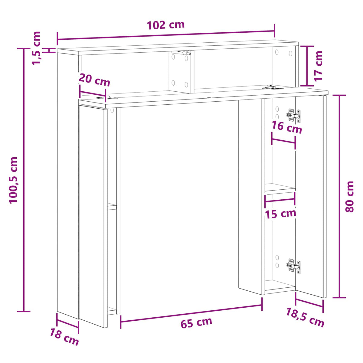 vidaXL Haardomlijsting Wit 102 x 18 x 100,5 cm Bewerkt hout