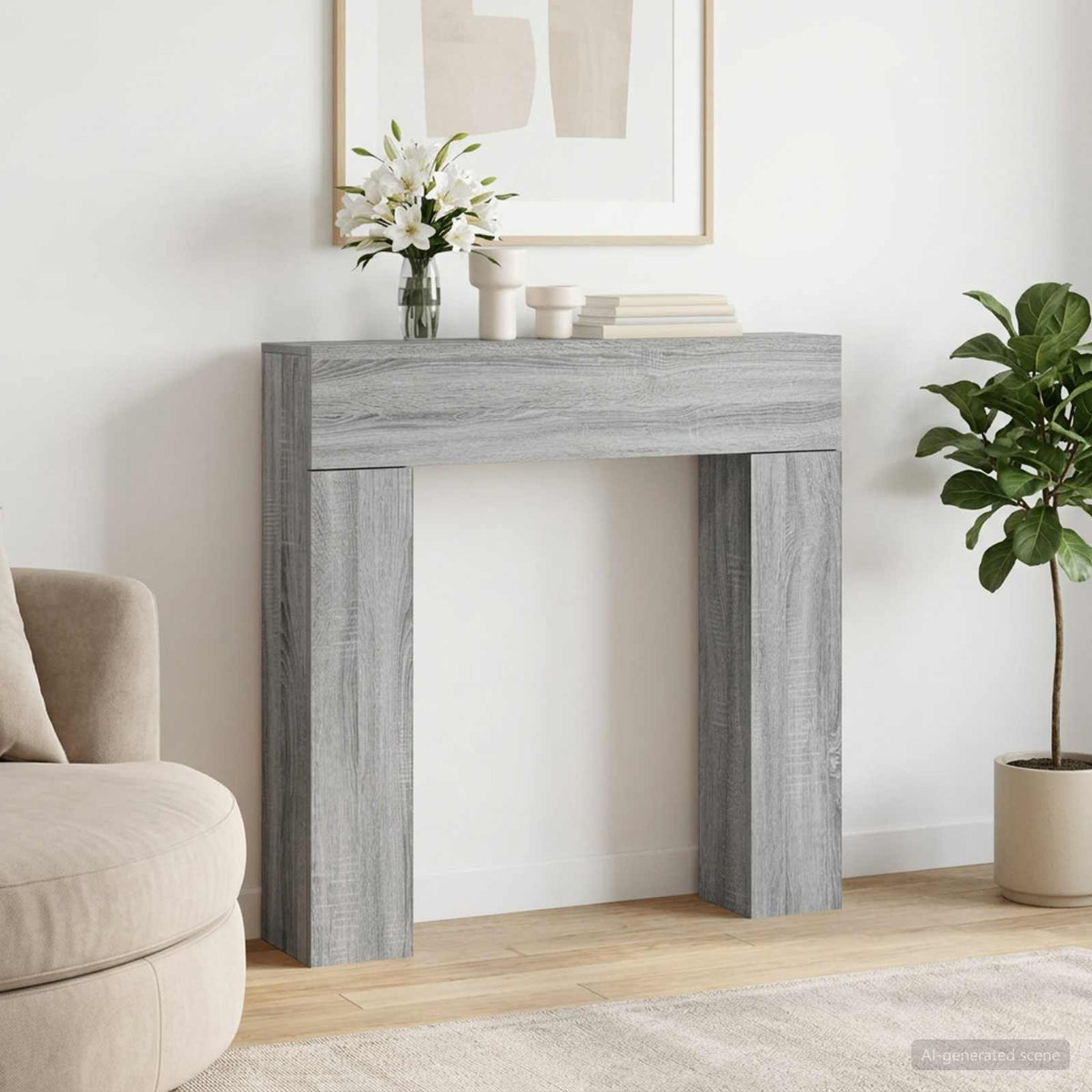 vidaXL Haardomlijsting Wit 102 x 18 x 100,5 cm Bewerkt hout