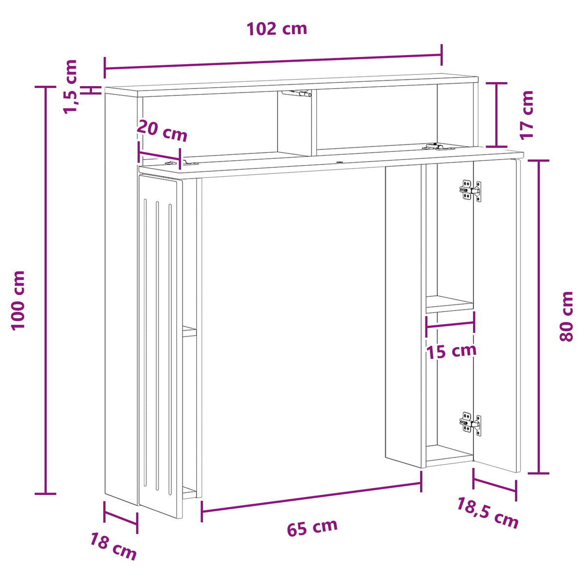 vidaXL Haardomlijsting Wit 102 x 18 x 100,5 cm Bewerkt hout