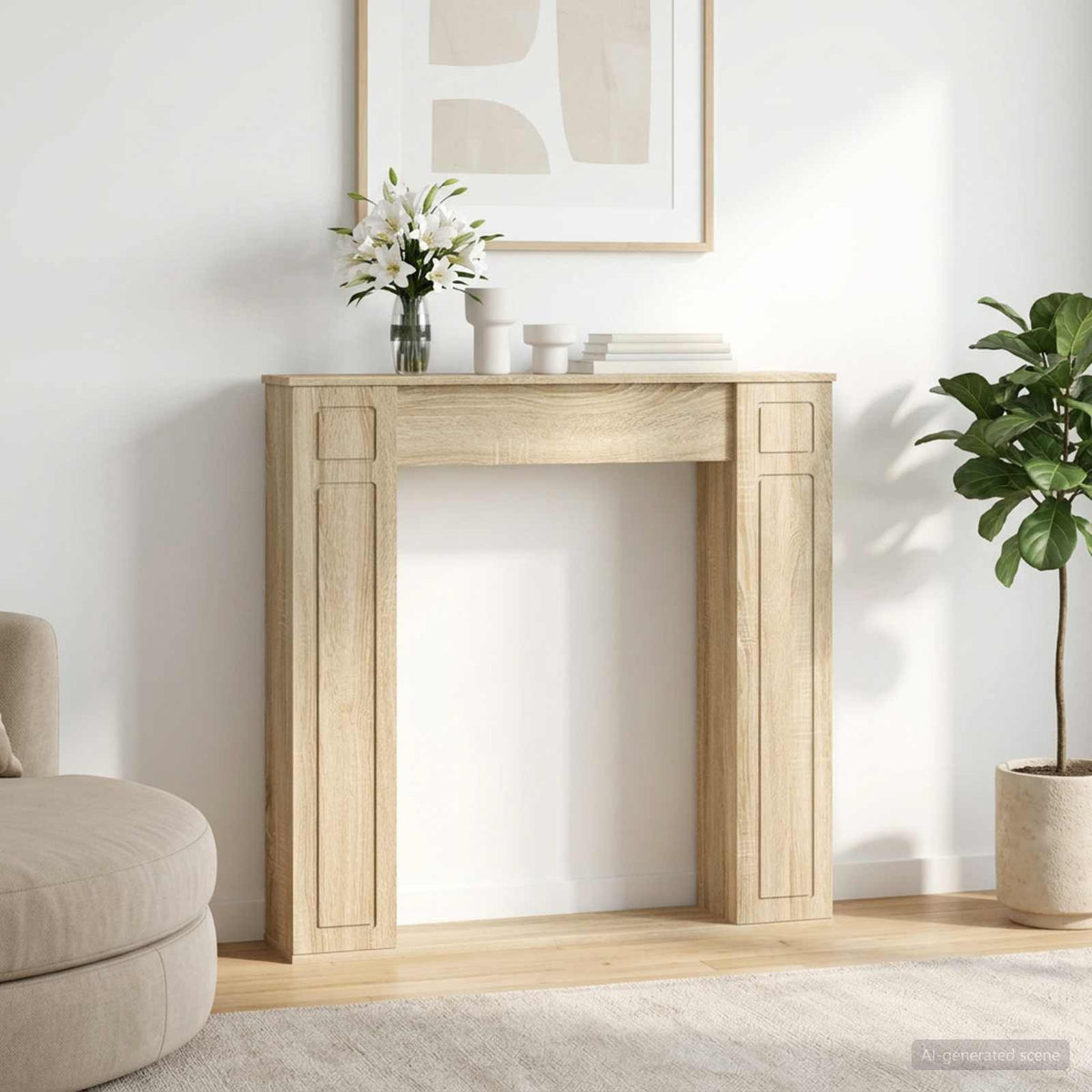 vidaXL Haardomlijsting Wit 100 x 20 x 100 cm Bewerkt hout