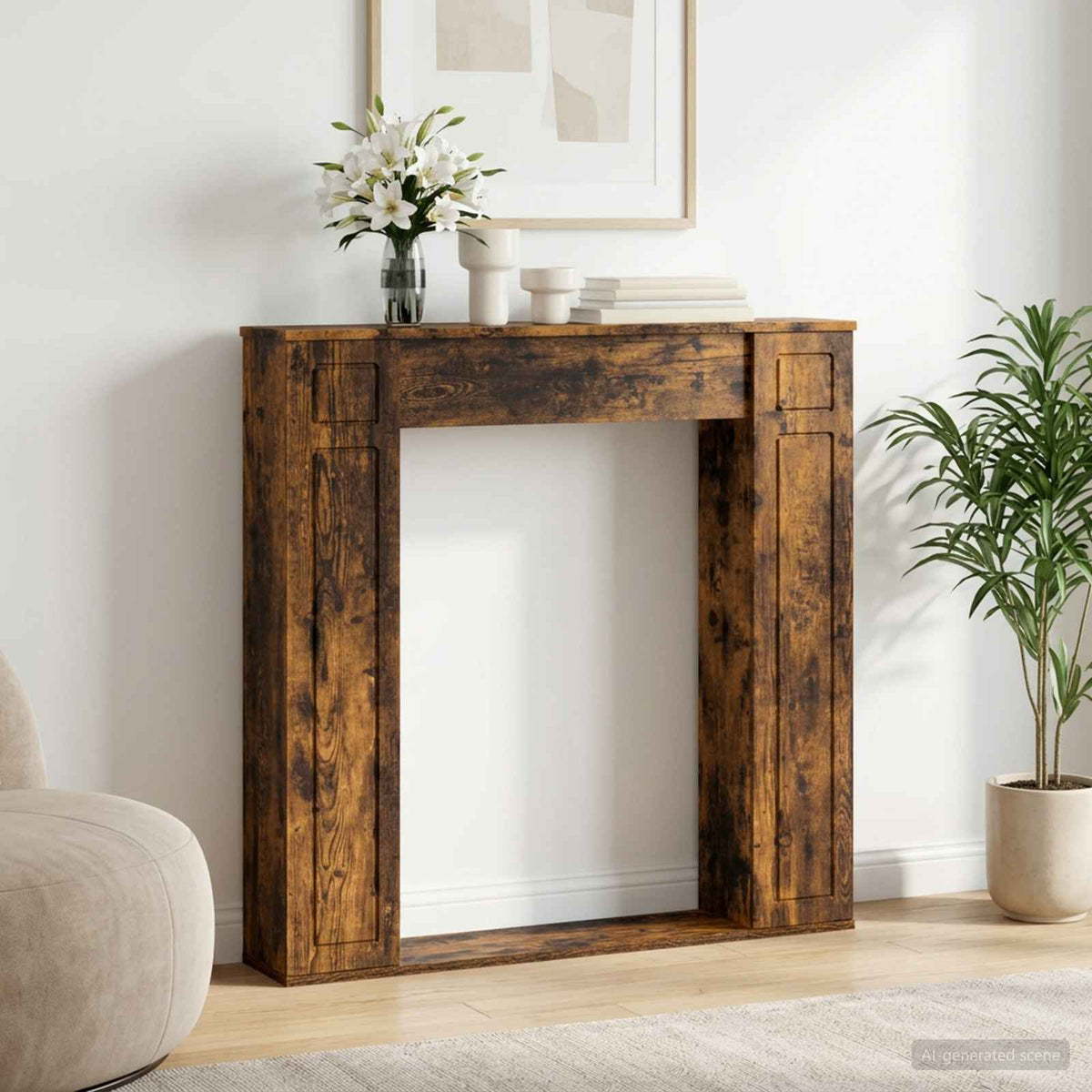 vidaXL Haardomlijsting Wit 100 x 20 x 100 cm Bewerkt hout