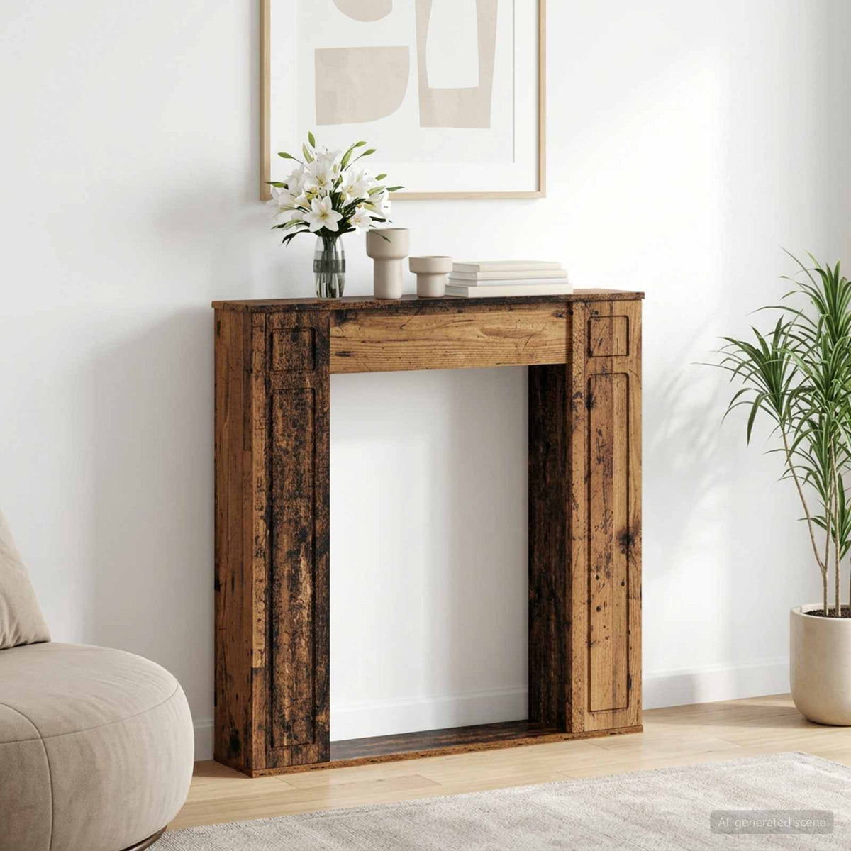 vidaXL Haardomlijsting Wit 100 x 20 x 100 cm Bewerkt hout