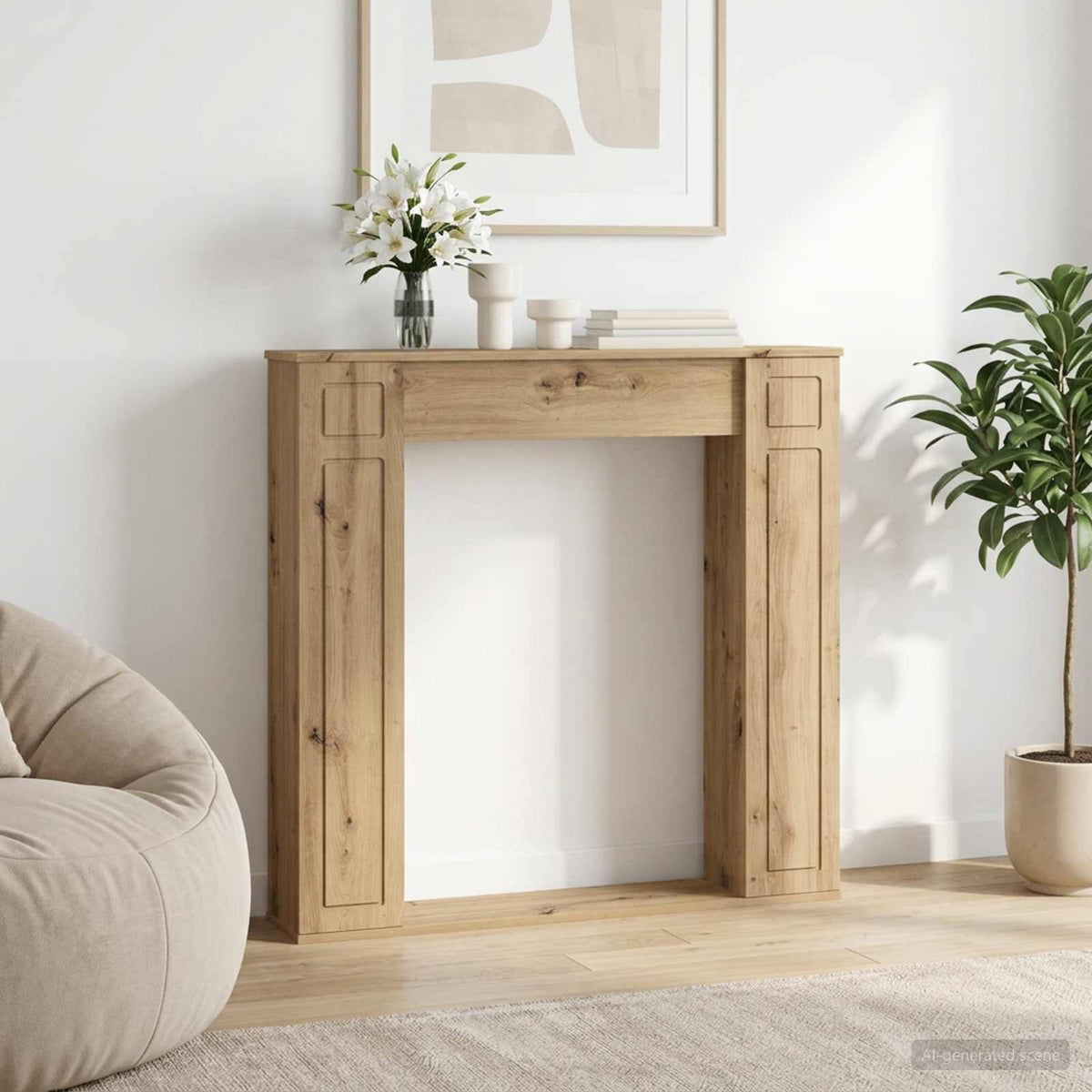 vidaXL Haardomlijsting Wit 100 x 20 x 100 cm Bewerkt hout