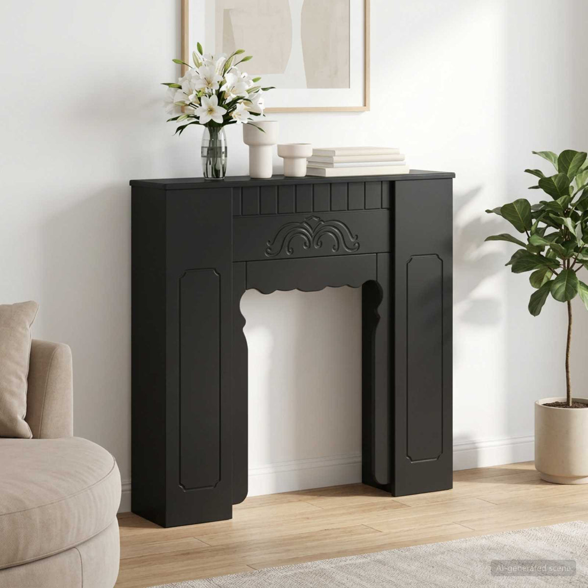 vidaXL Haardomlijsting Wit 93 x 20 x 89 cm Bewerkt hout