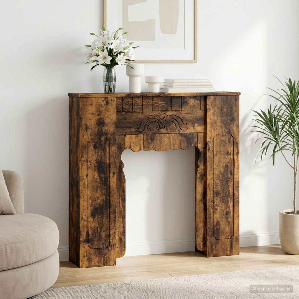 vidaXL Haardomlijsting Wit 93 x 20 x 89 cm Bewerkt hout