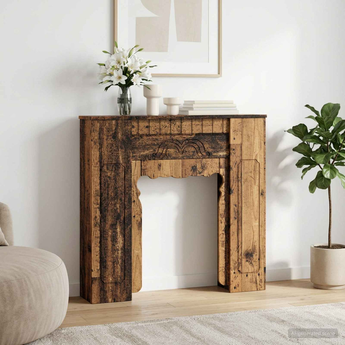 vidaXL Haardomlijsting Wit 93 x 20 x 89 cm Bewerkt hout
