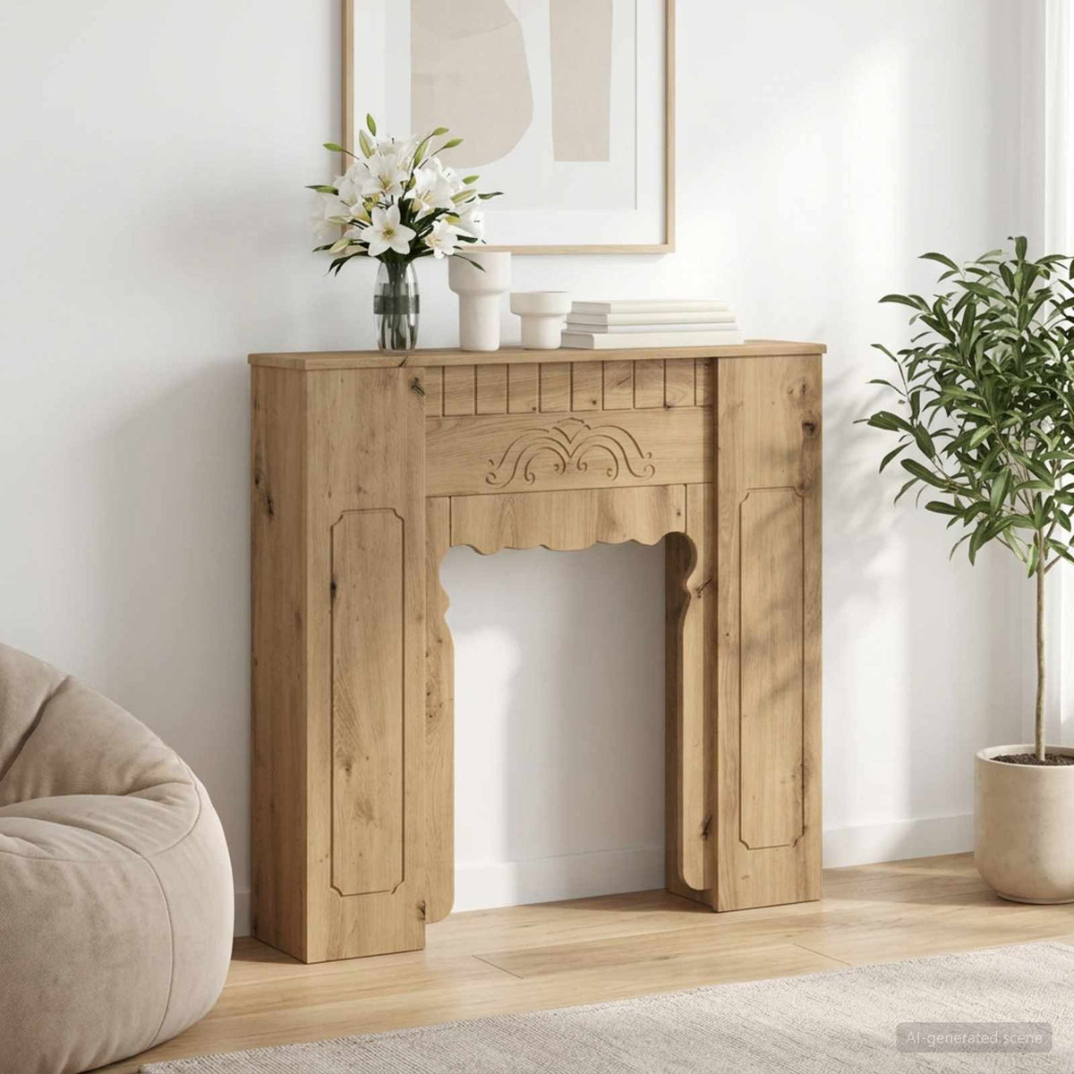 vidaXL Haardomlijsting Wit 93 x 20 x 89 cm Bewerkt hout