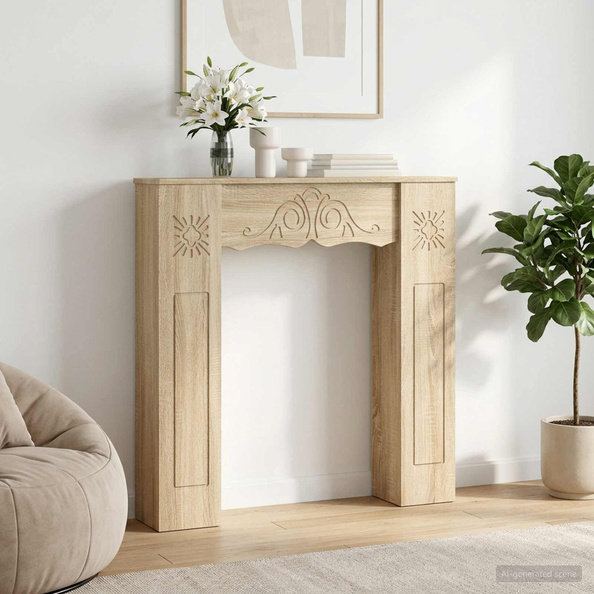 vidaXL Haardomlijsting Wit 102 x 20 x 102 cm Bewerkt hout