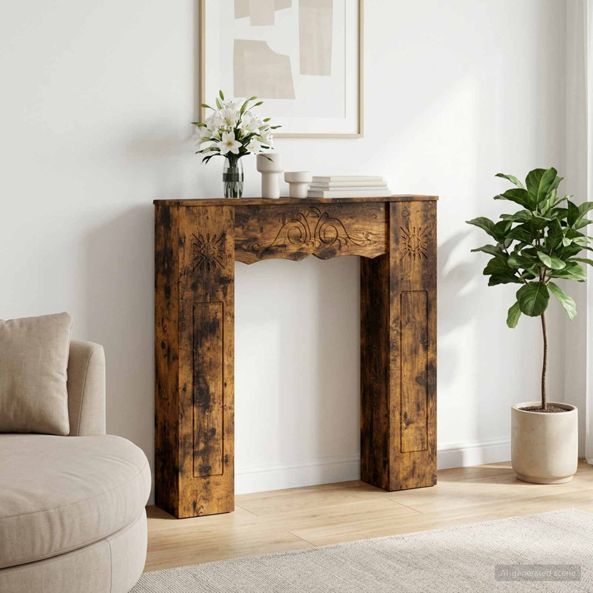 vidaXL Haardomlijsting Wit 102 x 20 x 102 cm Bewerkt hout