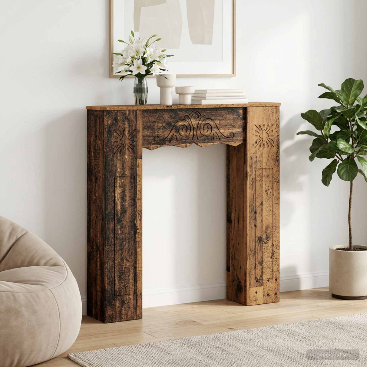 vidaXL Haardomlijsting Wit 102 x 20 x 102 cm Bewerkt hout