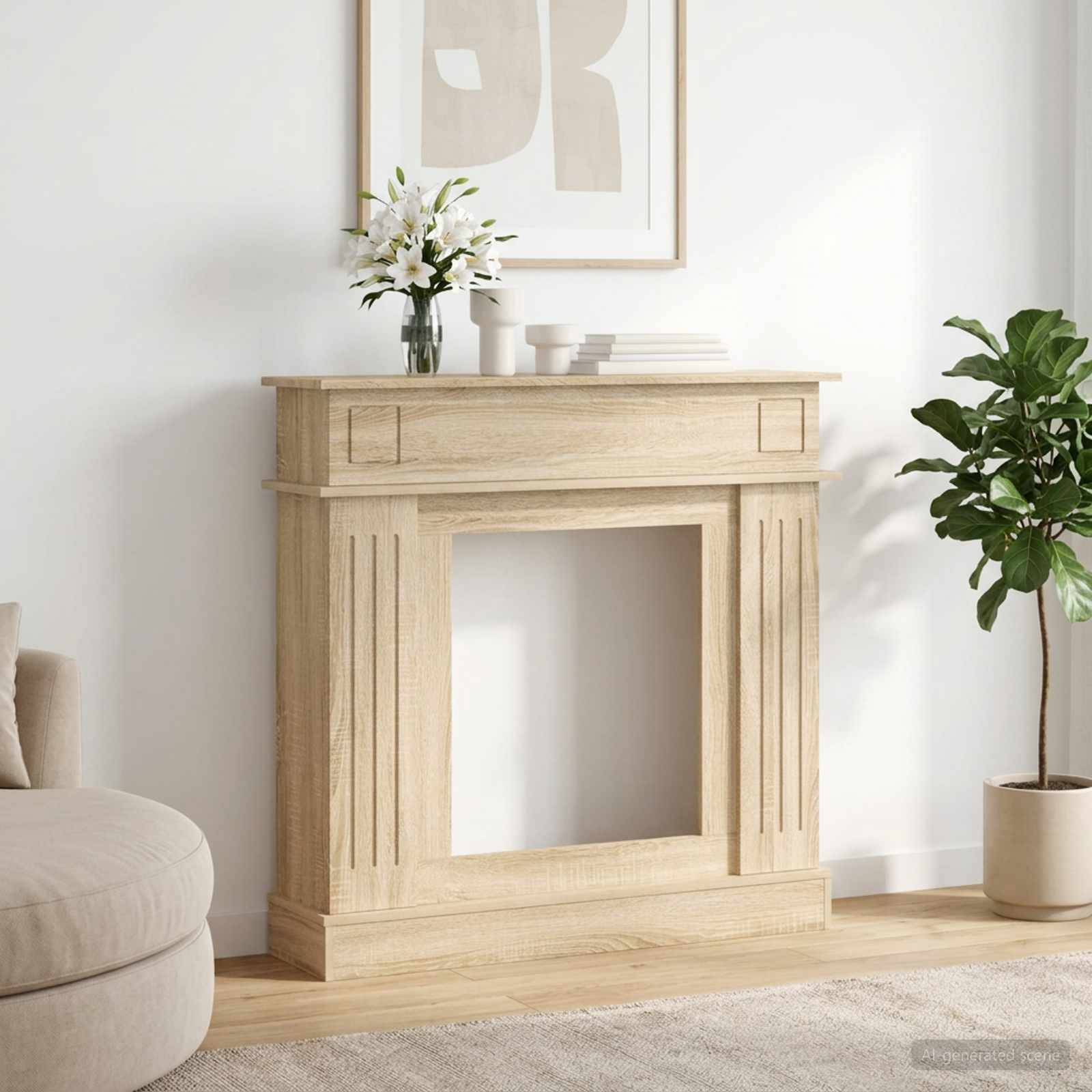 vidaXL Haardomlijsting Wit 102 x 26 x 100 cm Bewerkt hout