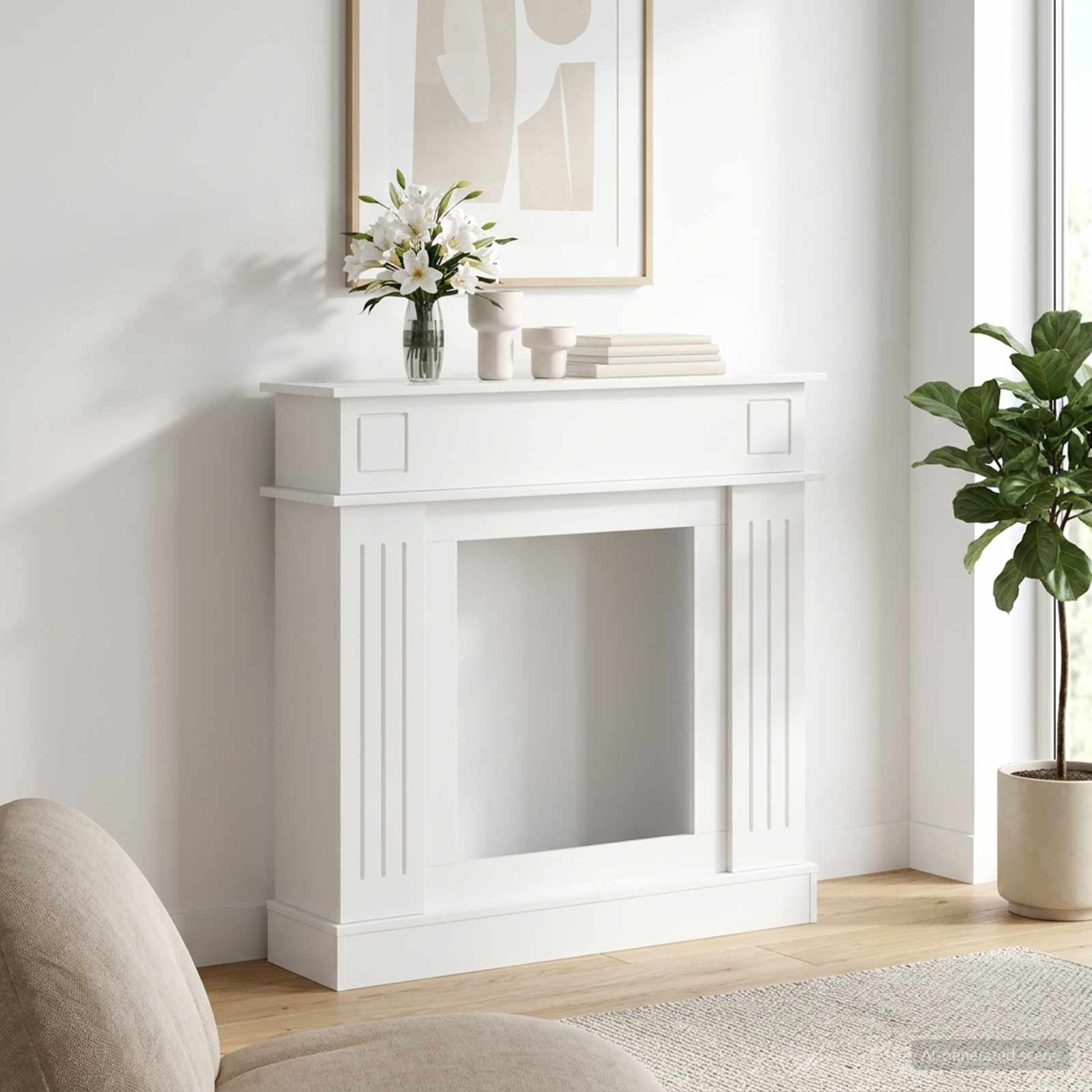 vidaXL Haardomlijsting Wit 102 x 26 x 100 cm Bewerkt hout