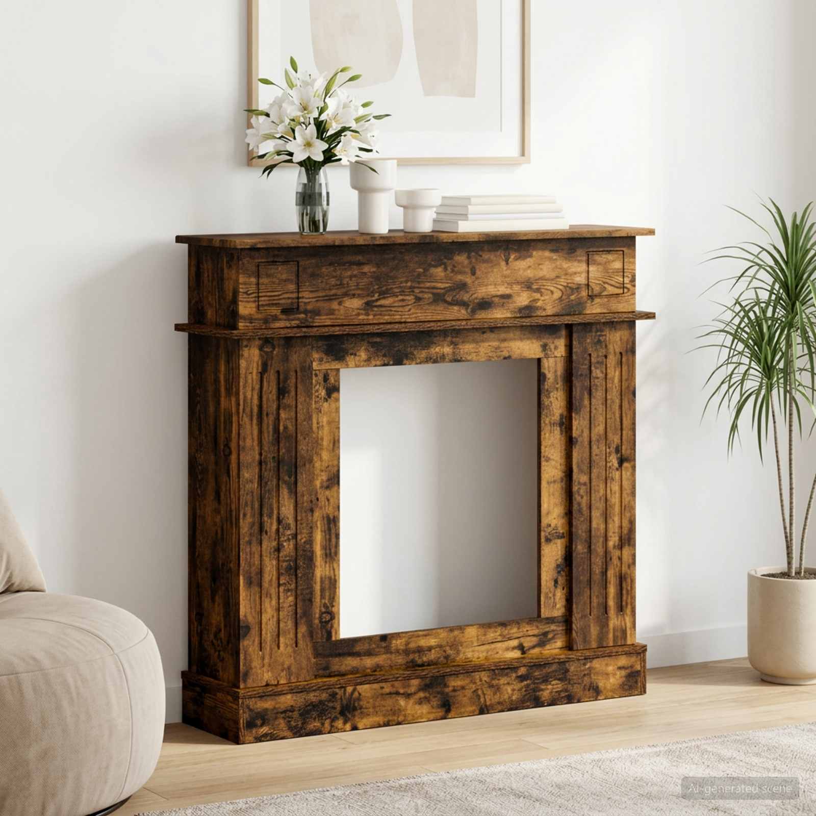 vidaXL Haardomlijsting Wit 102 x 26 x 100 cm Bewerkt hout