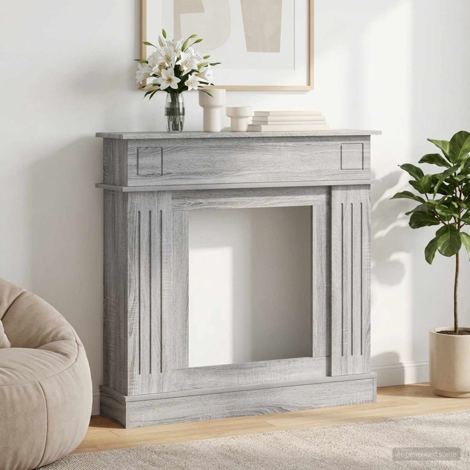 vidaXL Haardomlijsting Wit 102 x 26 x 100 cm Bewerkt hout