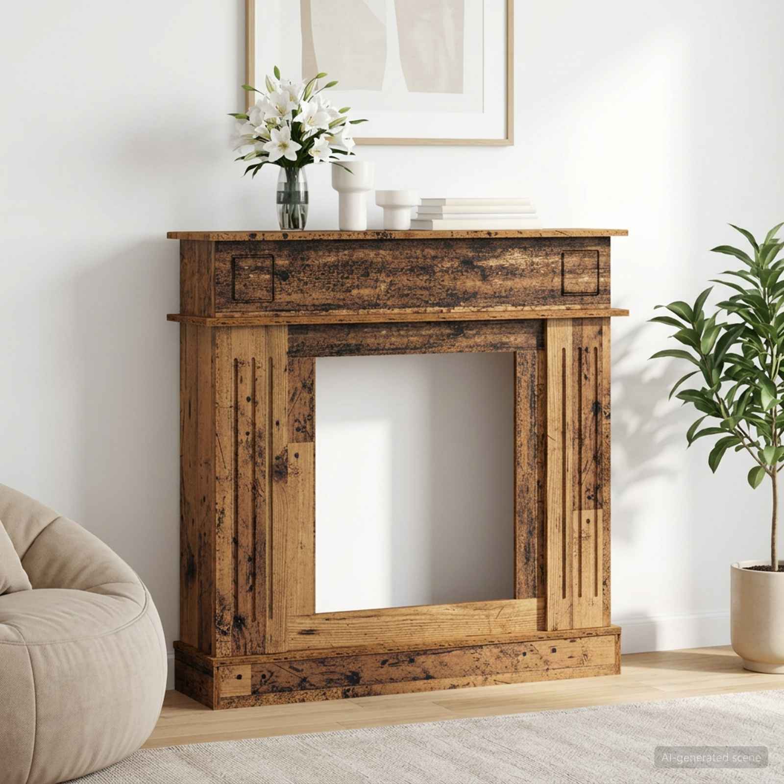 vidaXL Haardomlijsting Wit 102 x 26 x 100 cm Bewerkt hout