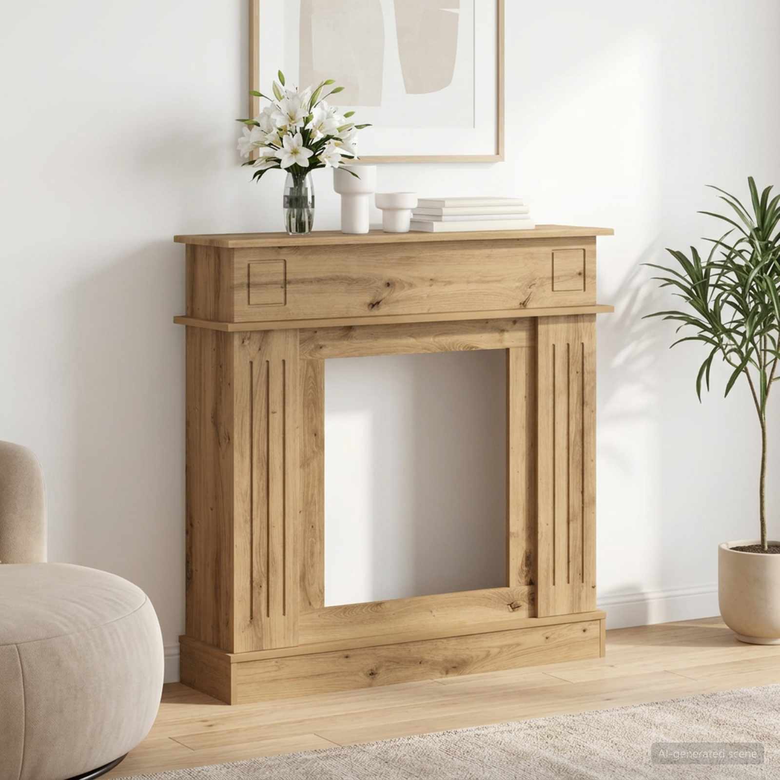 vidaXL Haardomlijsting Wit 102 x 26 x 100 cm Bewerkt hout
