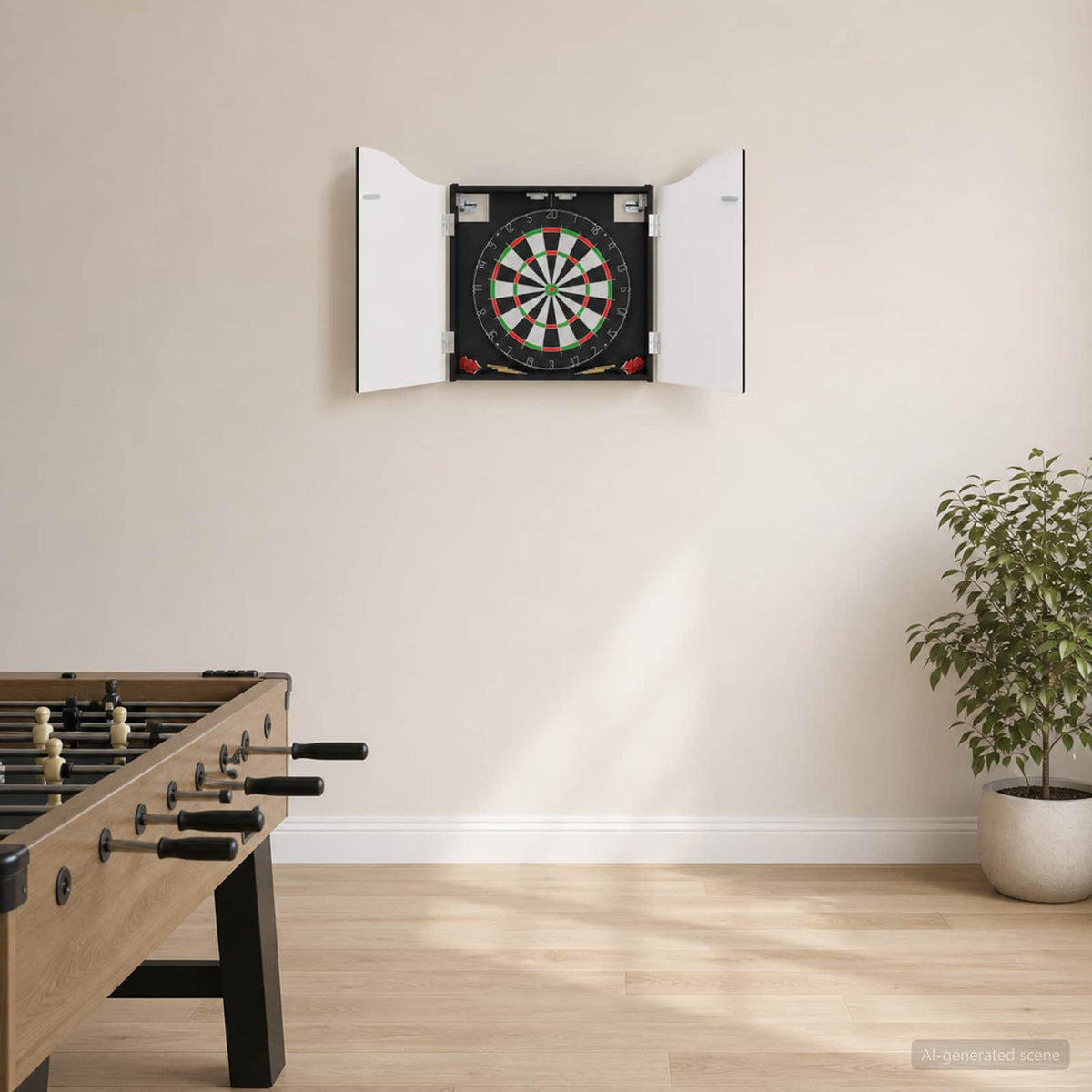 vidaXL Dartbord Kabinet Wit 56 x 12 x 63 cm Bewerkt hout