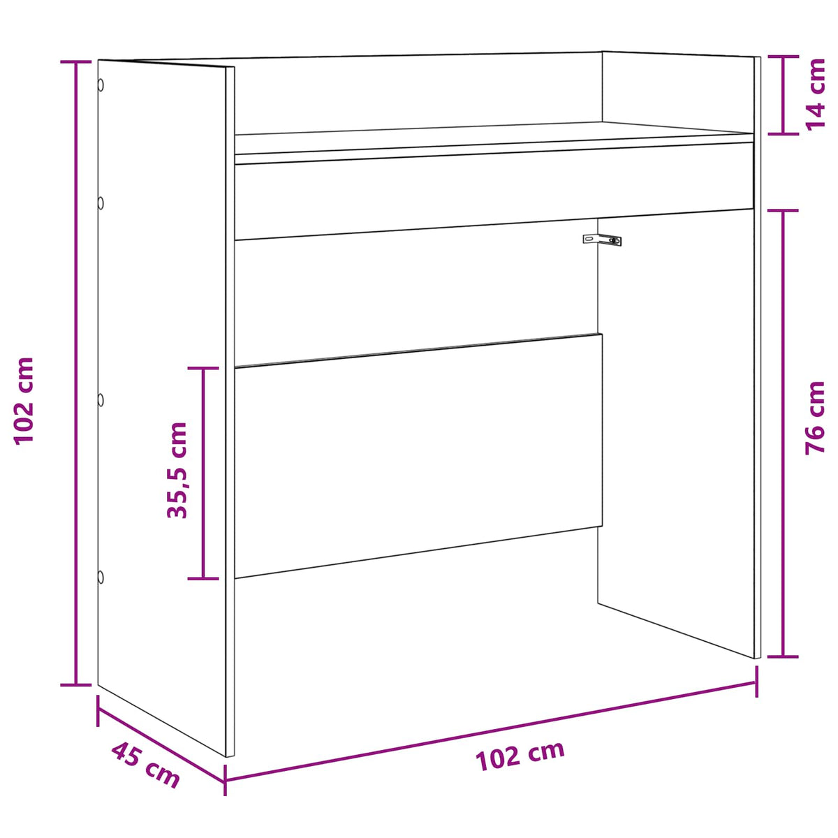 vidaXL DJ Tafel Wit 102 x 45 x 102 cm Bewerkt hout