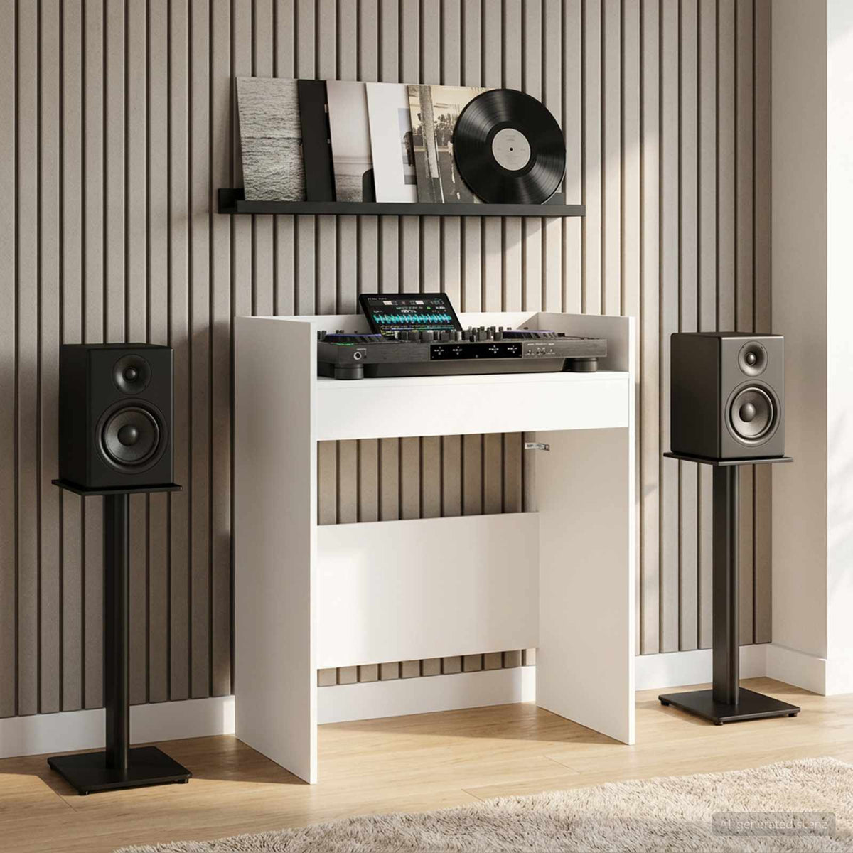 vidaXL DJ Tafel Wit 102 x 45 x 102 cm Bewerkt hout