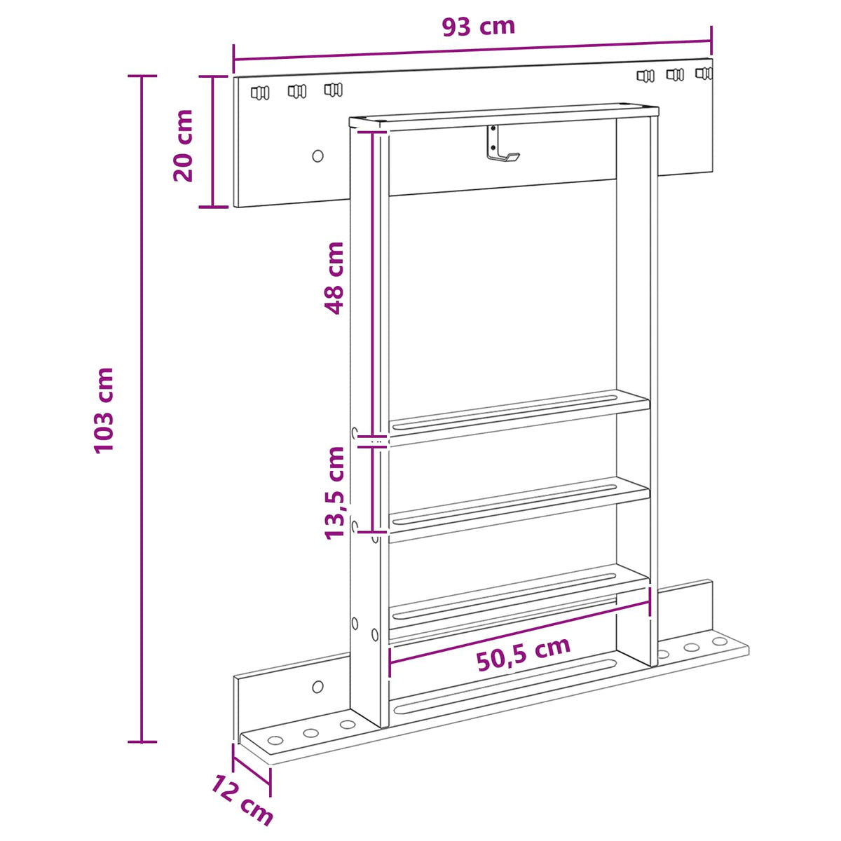 vidaXL Biljartkeu standaard Bewerkt hout 93 x 12 x 103 cm Wit