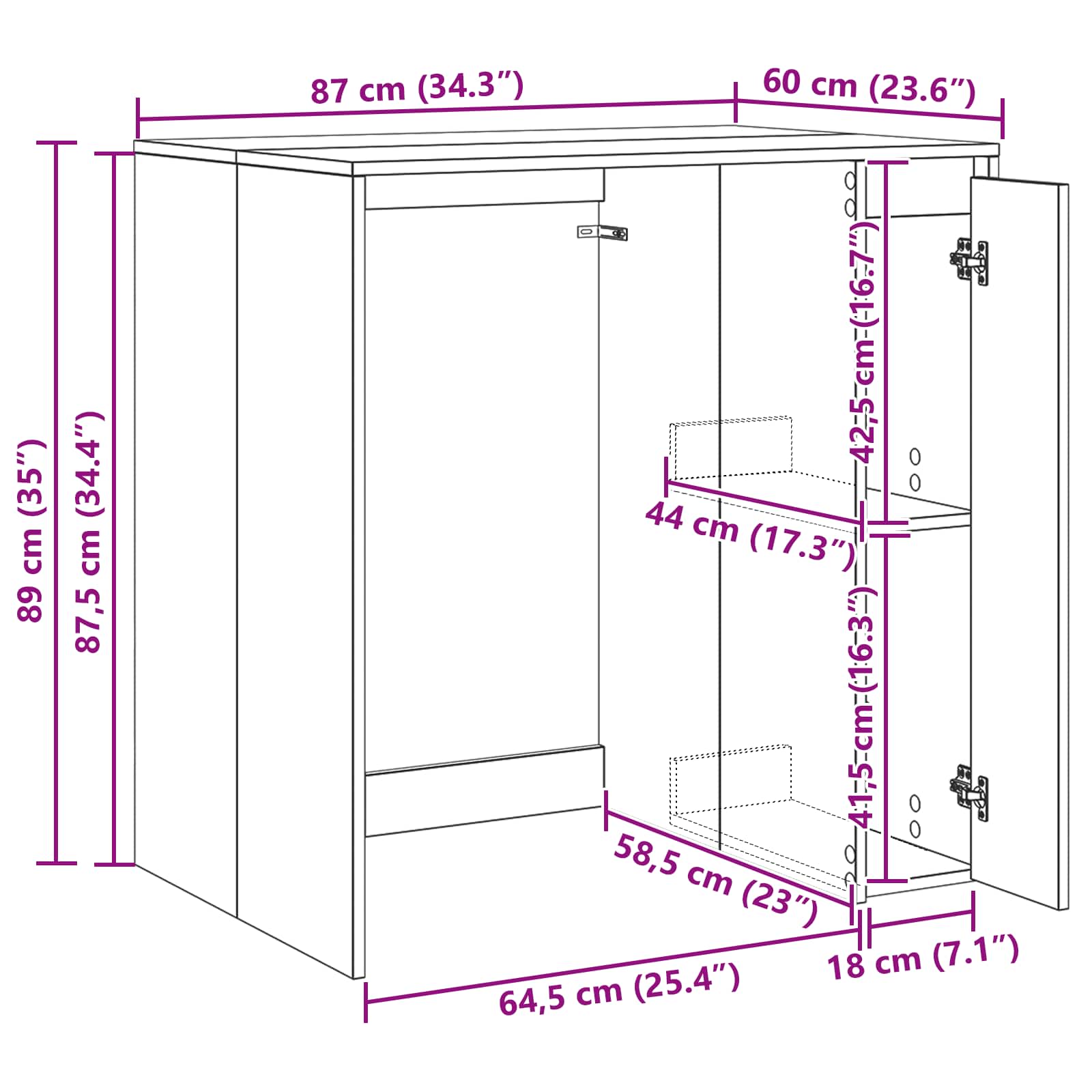 vidaXL Wasmachinekast met opslag Wit 87 x 60 x 89 cm Bewerkt hout