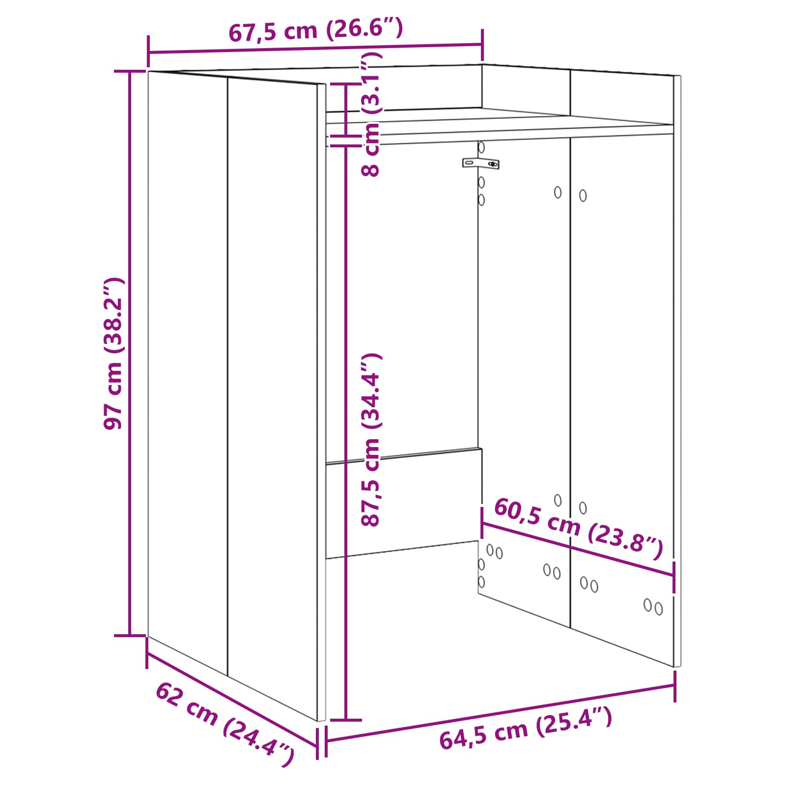 vidaXL Wasmachinekast met opslag Wit 67,5 x 62 x 97 cm Bewerkt hout