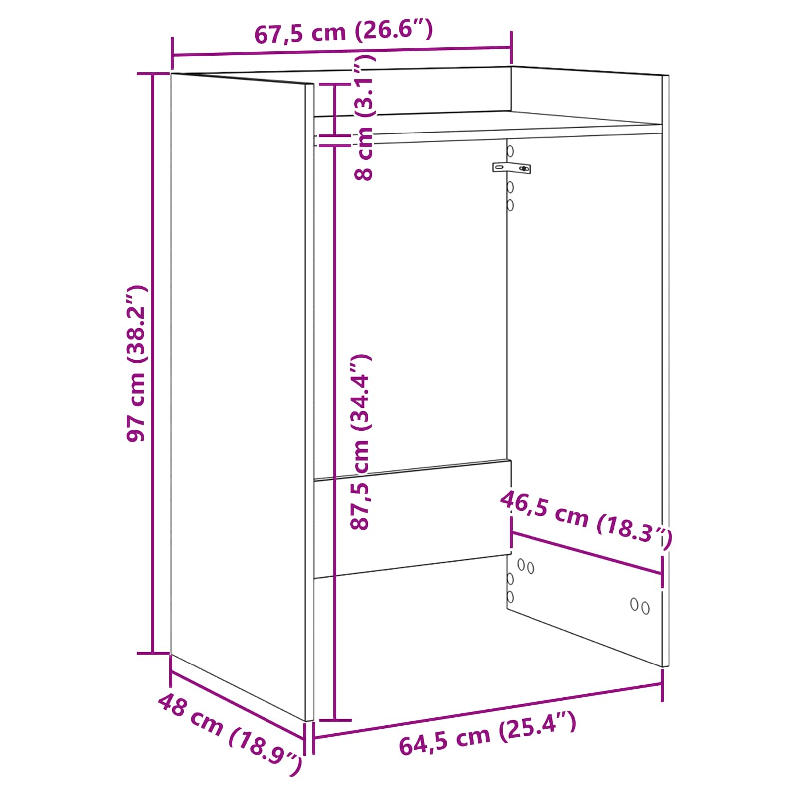 vidaXL Wasmachinekast met opslag Wit 67,5 x 48 x 97 cm Bewerkt hout
