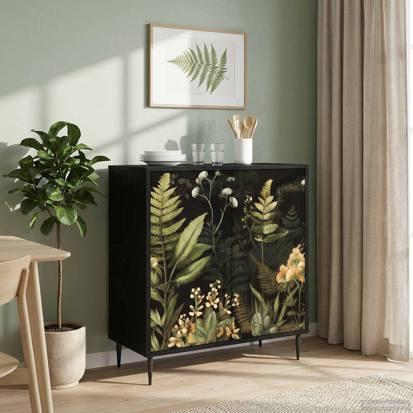 vidaXL Dressoir RHENEN Zwart eiken 69 x 33 x 76 cm Bewerkt hout