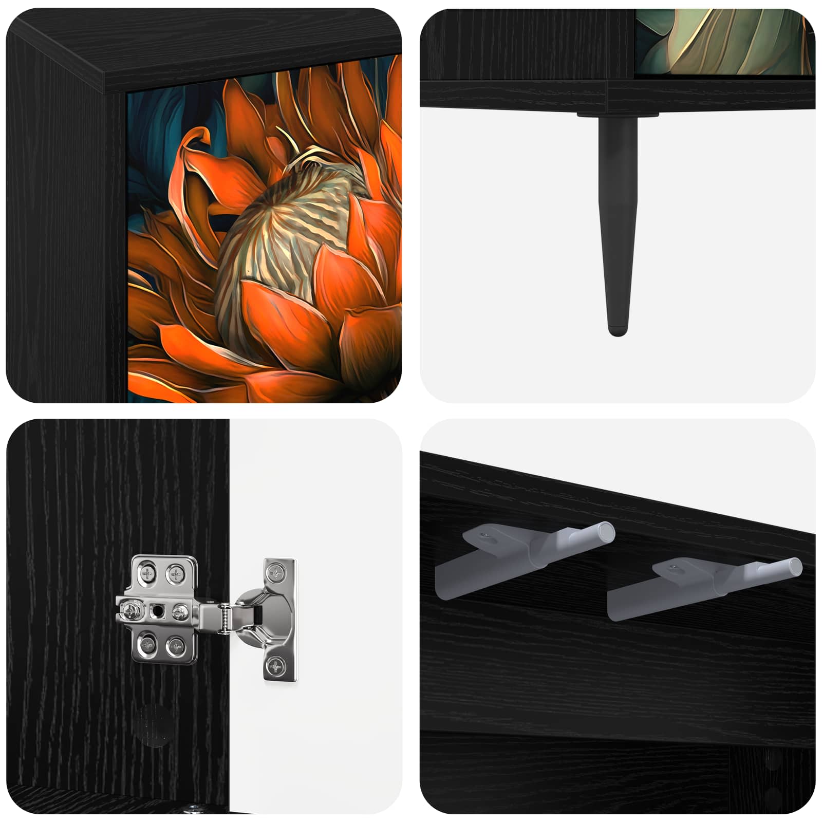 vidaXL Tv-meubel RHENEN 69 x 33 x 50,5 cm Zwart eiken Bewerkt hout
