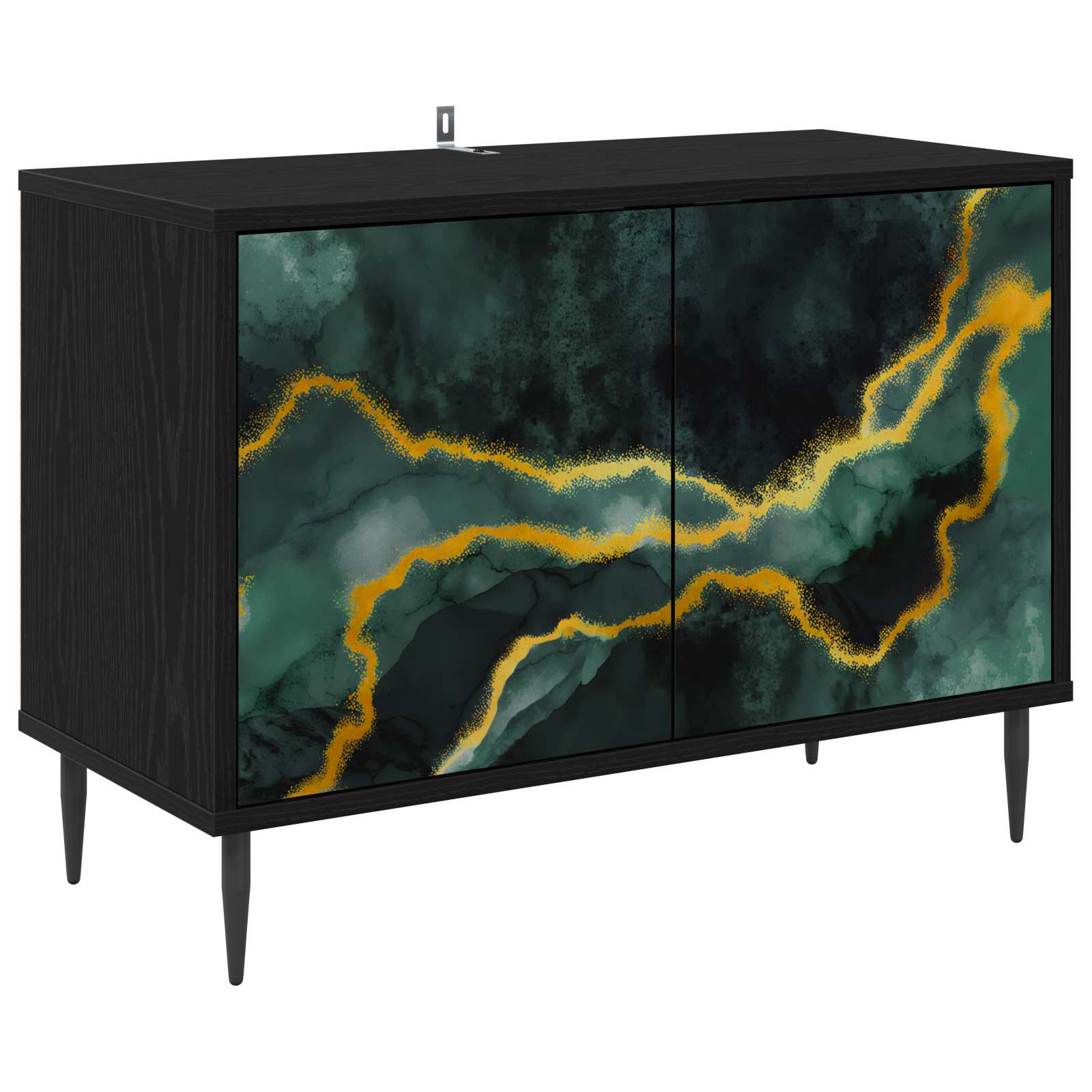 vidaXL Tv-meubel RHENEN 69 x 33 x 50,5 cm Zwart eiken Bewerkt hout