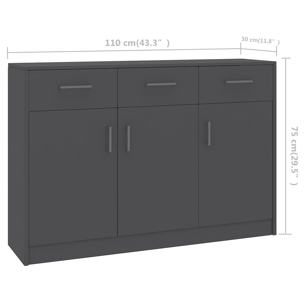 vidaXL Dressoir 110x30x75 cm bewerkt hout grijs