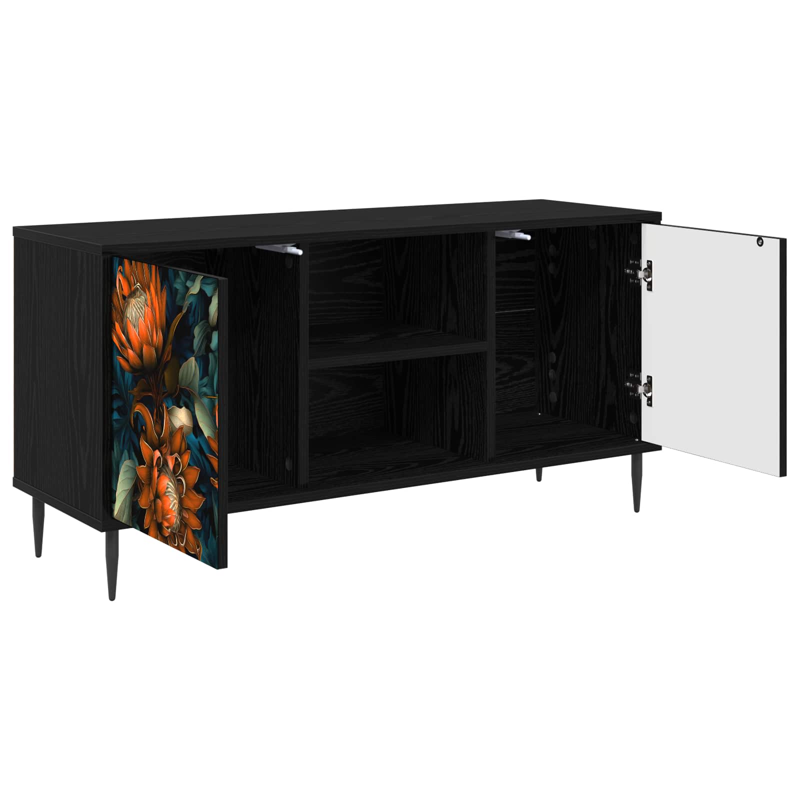 vidaXL Tv-meubel RHENEN 102 x 33 x 51 cm Zwart eiken Bewerkt hout