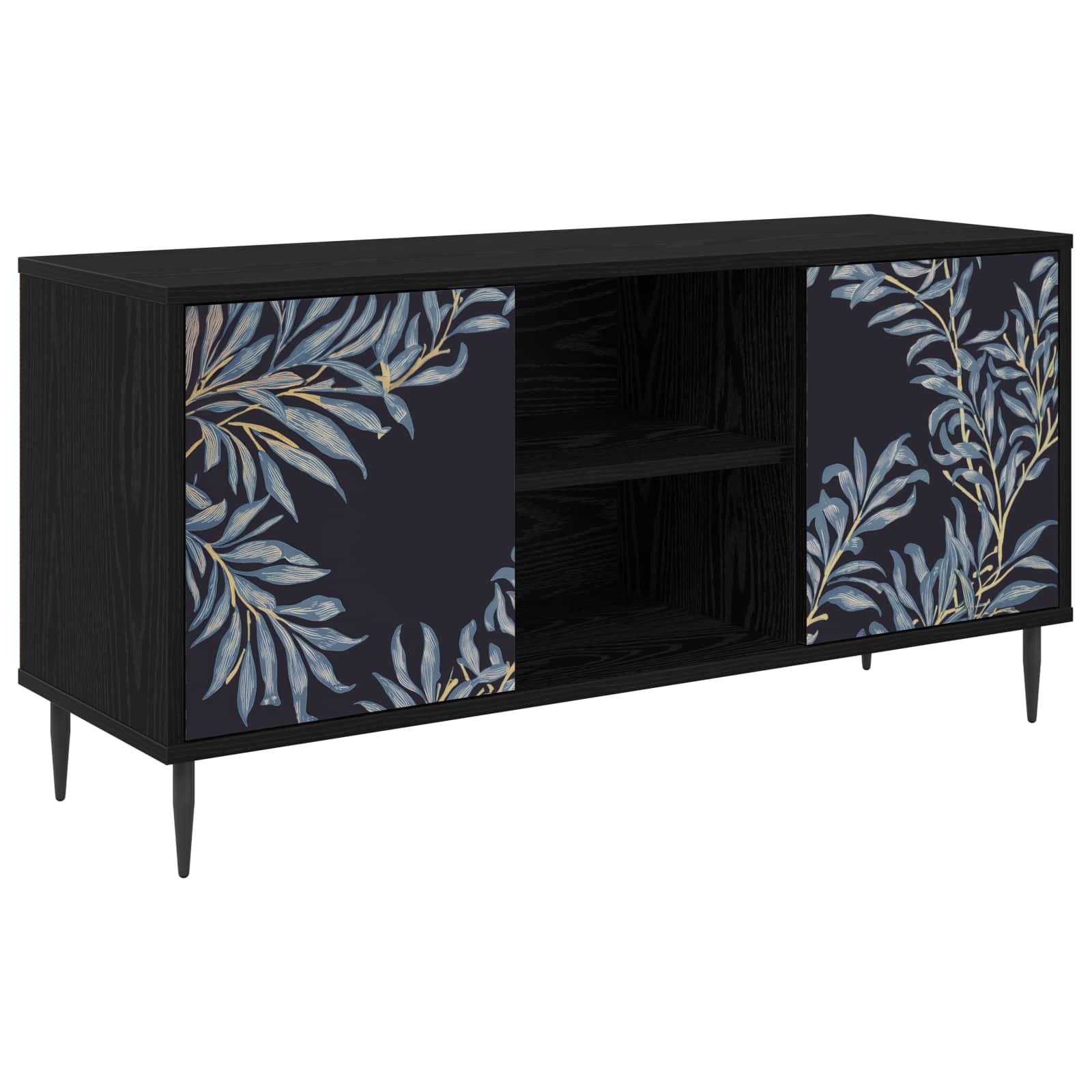 vidaXL Tv-meubel RHENEN 102 x 33 x 51 cm Zwart eiken Bewerkt hout