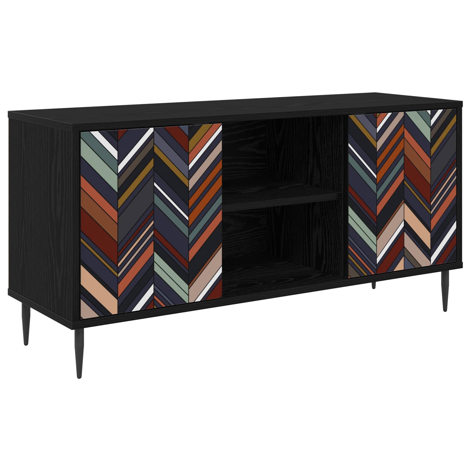 vidaXL Tv-meubel RHENEN 102 x 33 x 51 cm Zwart eiken Bewerkt hout