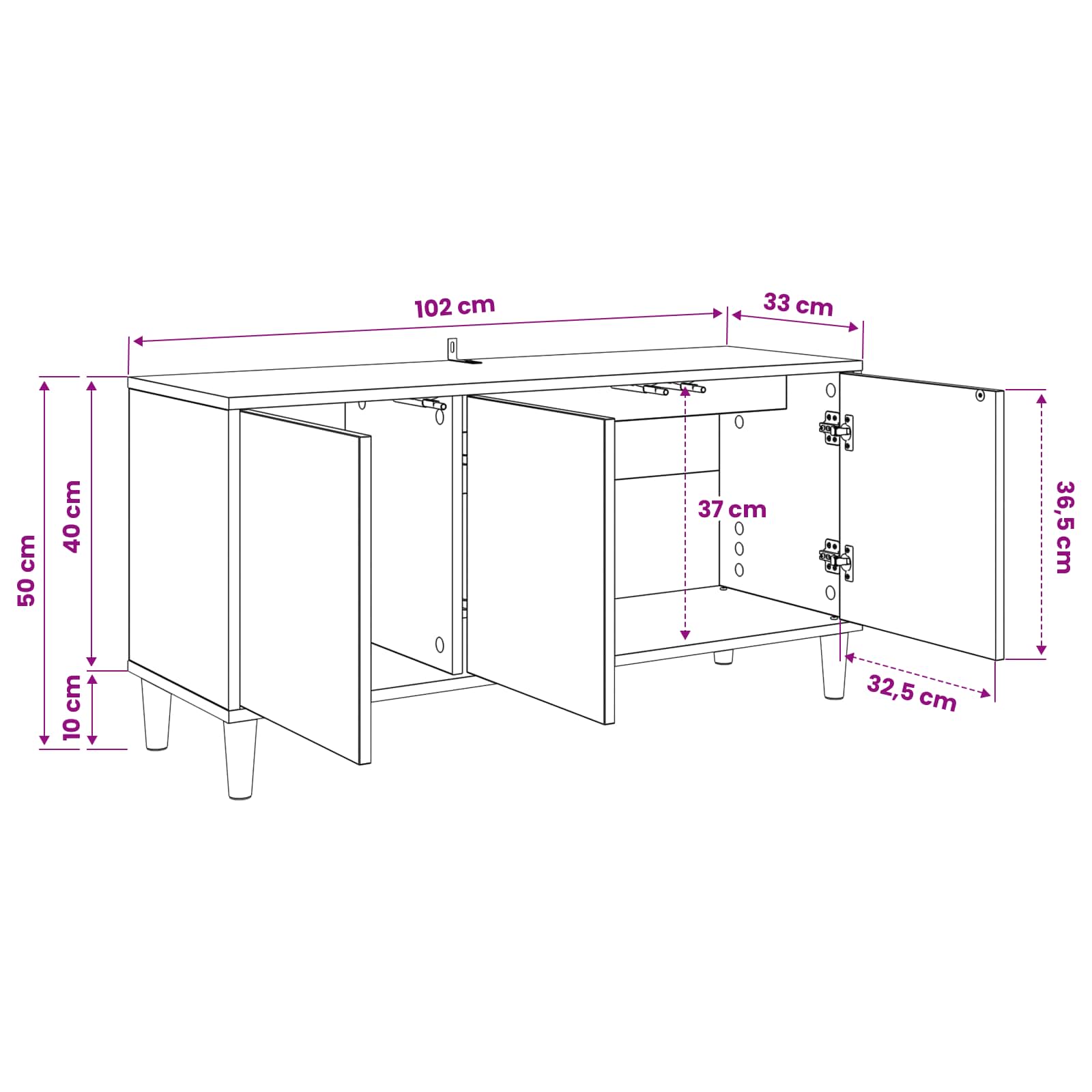 vidaXL Tv-meubel RHENEN 102 x 33 x 50 cm Sonoma Bewerkt hout